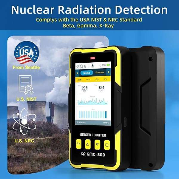 GQ Buy GQ GMC-800 Geiger Counter: USA-Made Nuclear Radiation Detector with LCD, 5 Alarms & Data Sharing - View 5 of 10