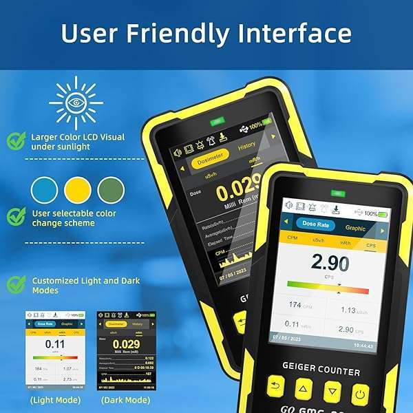 GQ Buy GQ GMC-800 Geiger Counter: USA-Made Nuclear Radiation Detector with LCD, 5 Alarms & Data Sharing - View 7 of 10