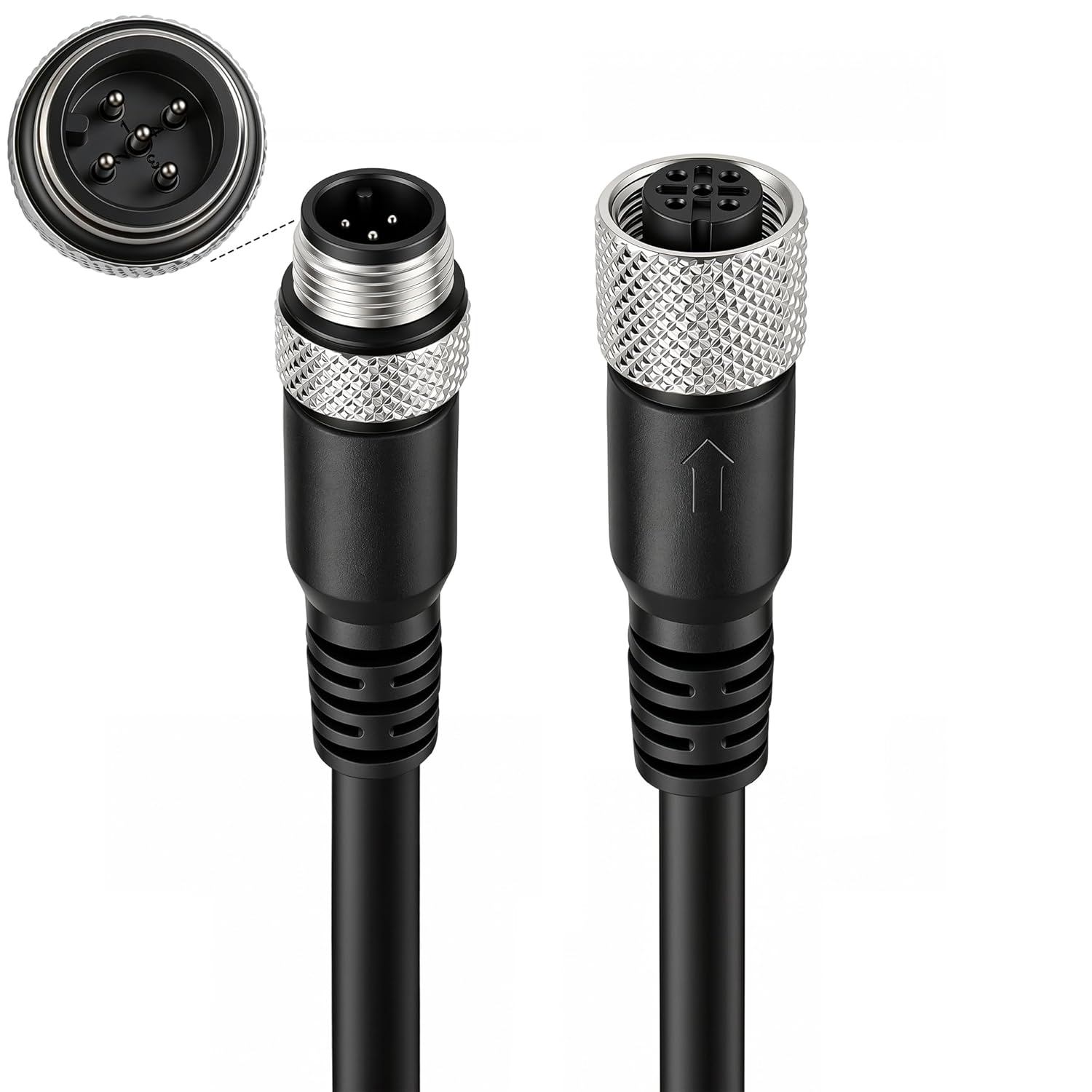 ZBLZGP ZBLZGP M12 5 Pin Sensor Connector Male to Female Actuator Signal Industrial Shielded Cable 2M 6.6FT for Reliable Connections