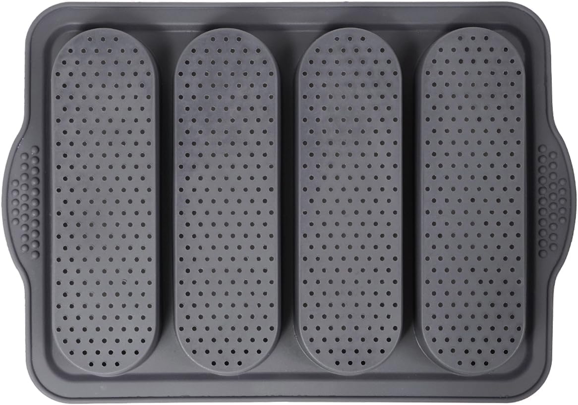 Elesinsoz Elesinsoz 2 Pcs Silicone Loaf Pan Set with 4 Holes for Easy Release French Baguette and Loaf Baking Ideal for Romantic Dinners - View 2 of 7