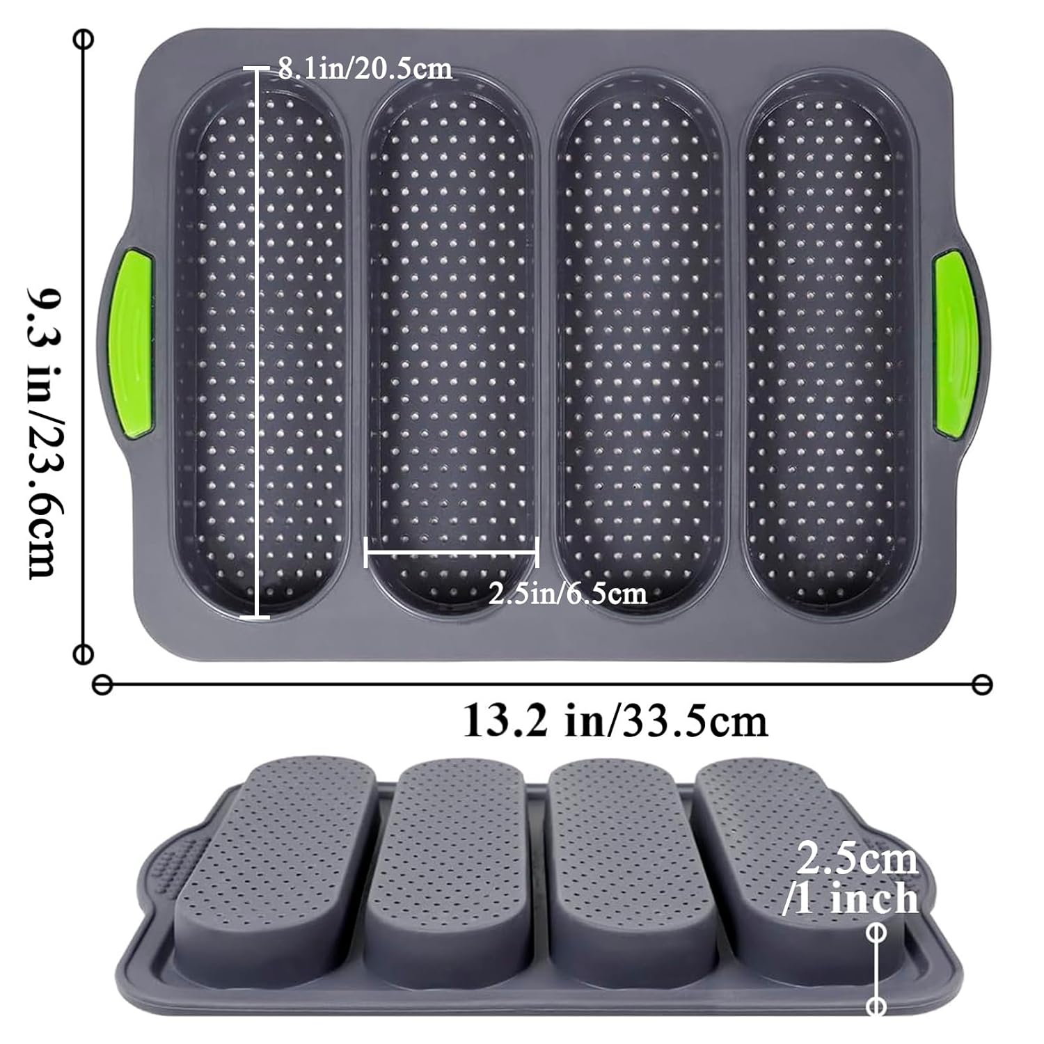 Elesinsoz Elesinsoz 2 Pcs Silicone Loaf Pan Set with 4 Holes for Easy Release French Baguette and Loaf Baking Ideal for Romantic Dinners - View 3 of 7
