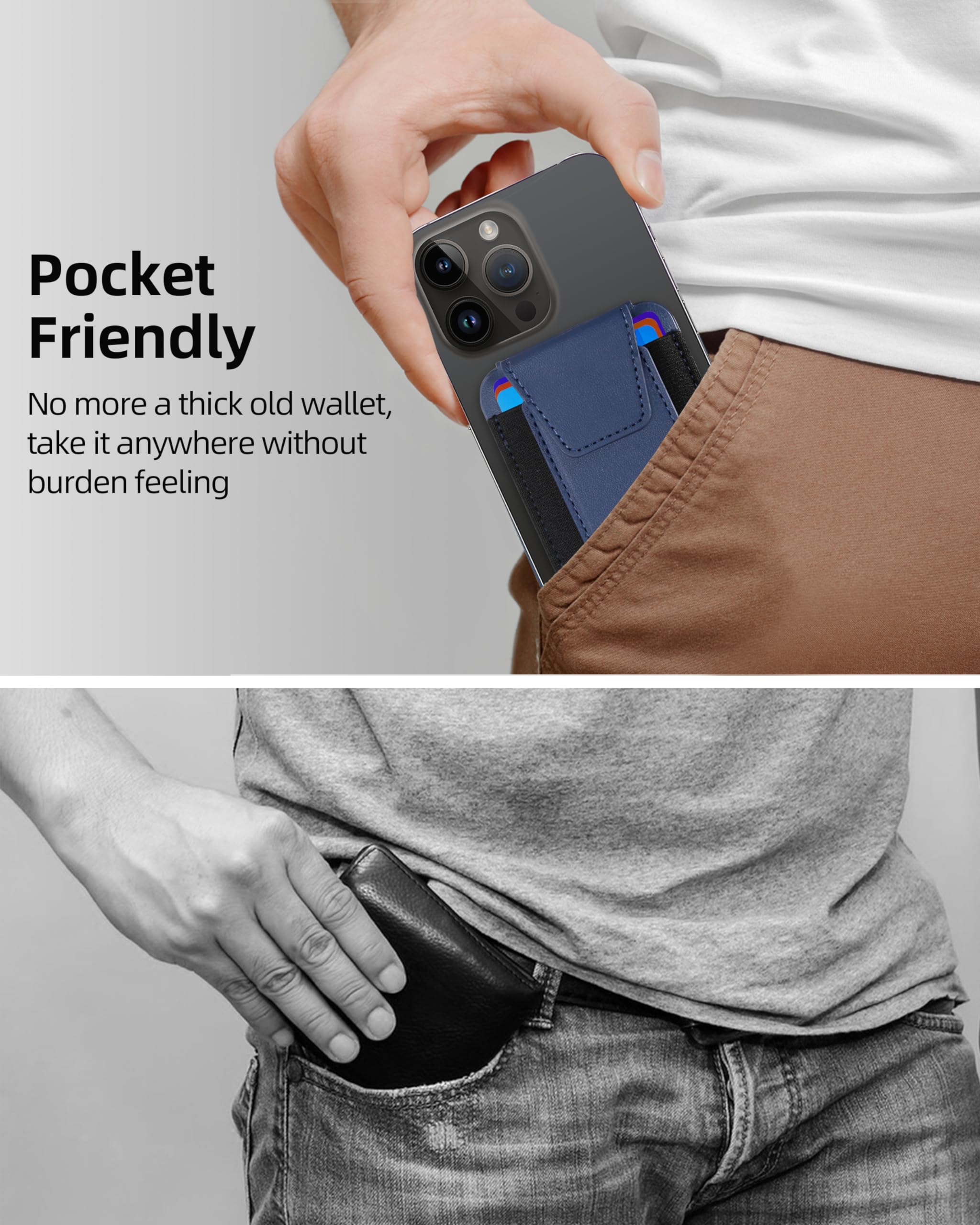 ExtreLife ExtreLife Magsafe Wallet with Find My Support Magnetic Phone Wallet for iPhone 16 15 14 13 12 Series RFID Blocking 7 Card Holder Blue - View 7 of 8