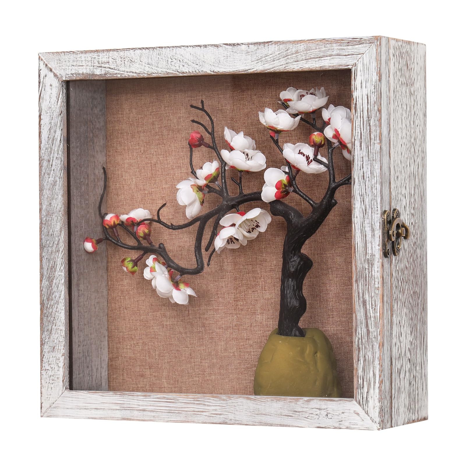 HOUOOFVA 12x12x4 Extra Deep Shadow Box Display Case for Pictures Photos and Keepsakes in Distressed White - View 2 of 7