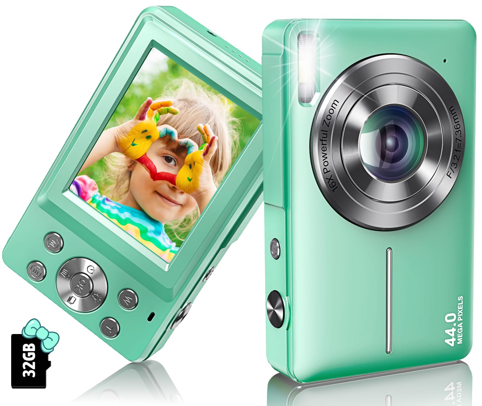 toberto Digital Camera 1080P 44MP Compact Point and Shoot for Kids with 16X Zoom Anti-Shake Ideal Travel Camera Gift for Boys Girls Teens