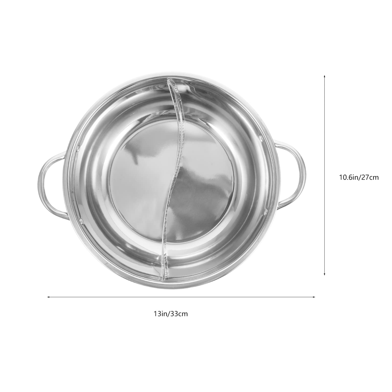 BIUDECO Mandarin Pot Hot Pot Divided Pan Stainless Steel Fry Pan with Lid Korean Cookware Household Cooking Utensil Suki - View 7 of 9