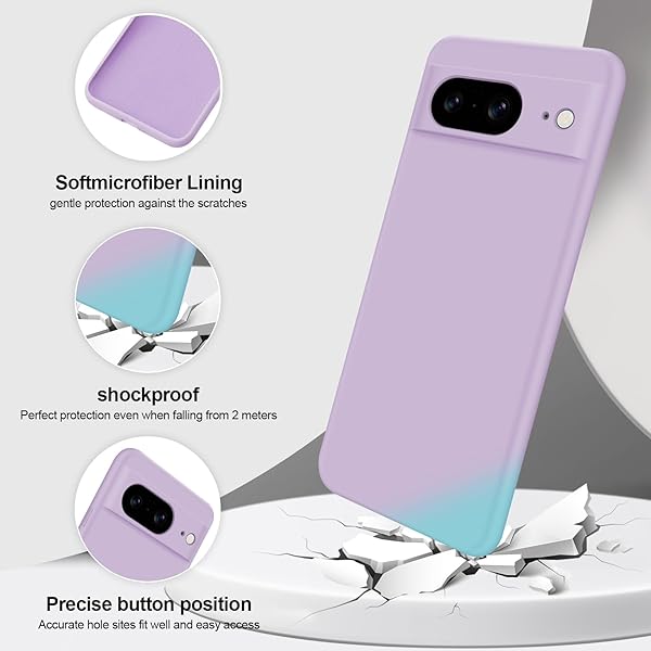 GiiYoon GiiYoon Silicone Case for Google Pixel 8 Full Body Soft Touch Shockproof Cover with Camera Protection and Microfiber Lining Purple - View 4 of 11