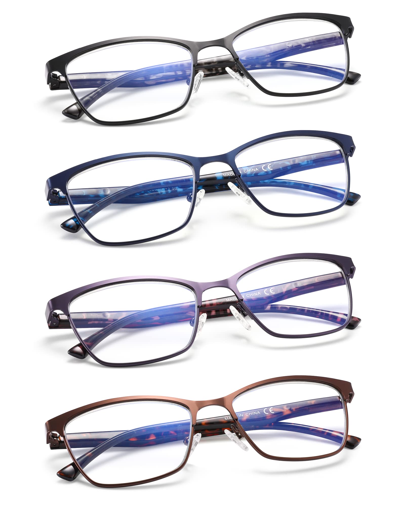 HIYANJN HIYANJN 4 Pack Reading Glasses Blue Light Blocking Metal Frame Eyeglasses for Men and Women 2.75 Strength - View 2 of 7