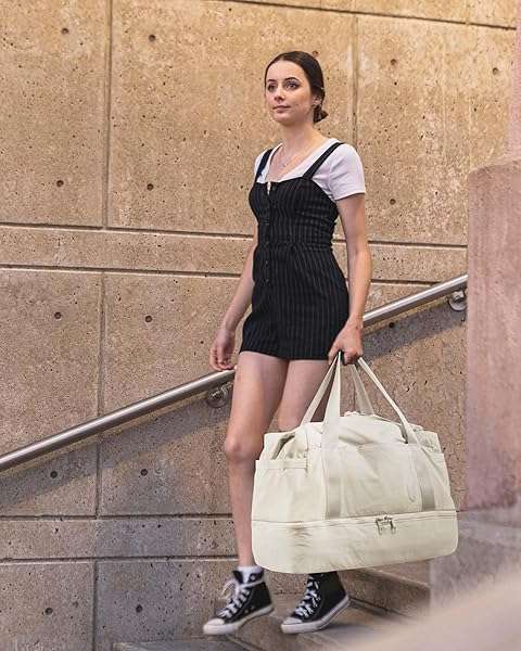 BAGSMART Stylish Weekender Bags for Women: BAGSMART Travel Duffel with Shoe Compartment & Toiletry Bag - Perfect Carry-On for Airlines - View 4 of 9