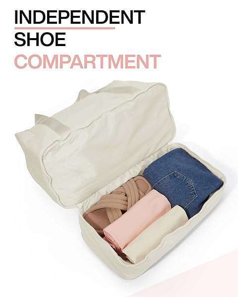 BAGSMART Stylish Weekender Bags for Women: BAGSMART Travel Duffel with Shoe Compartment & Toiletry Bag - Perfect Carry-On for Airlines - View 6 of 9