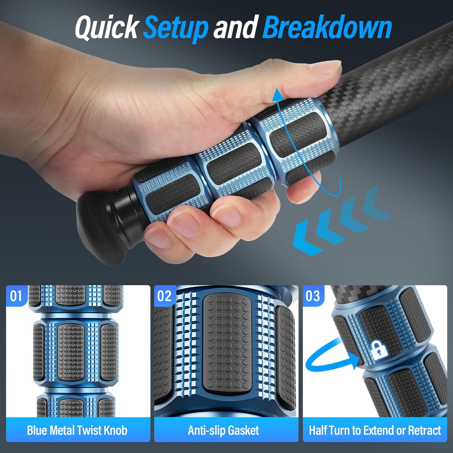 Sirui SIRUI AM-324 Professional Carbon Fiber Tripod 57 Inch for Mirrorless DSLR Cameras 4 Section Max Load 39.8lbs Ideal for Photographers - View 6 of 9