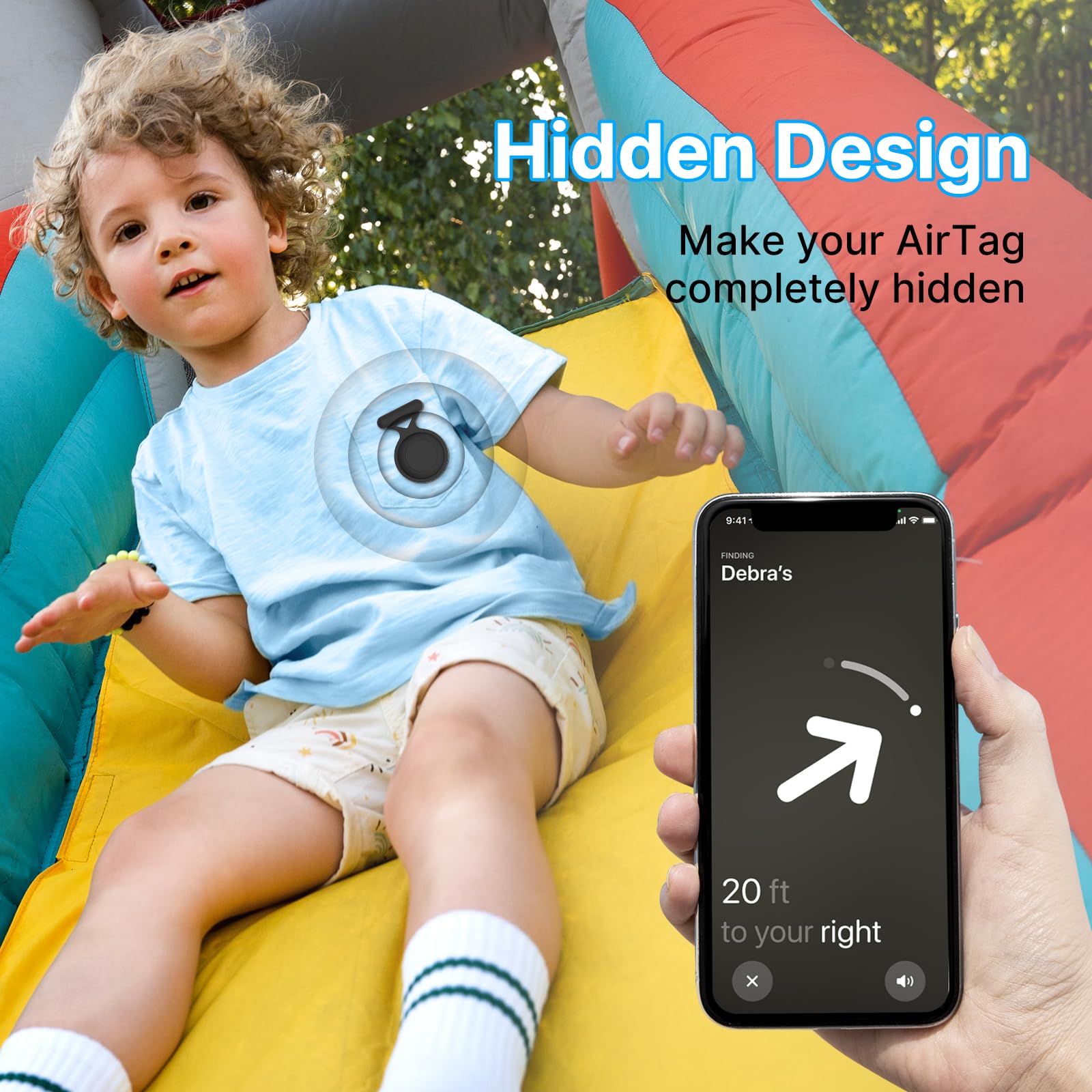 BOBOBEV Waterproof Airtag Holder for Kids 2 Pack Hidden Case with Pin Full Cover GPS Tracker Clip Compatible with Apple Airtag for Toddlers and Children - View 2 of 7