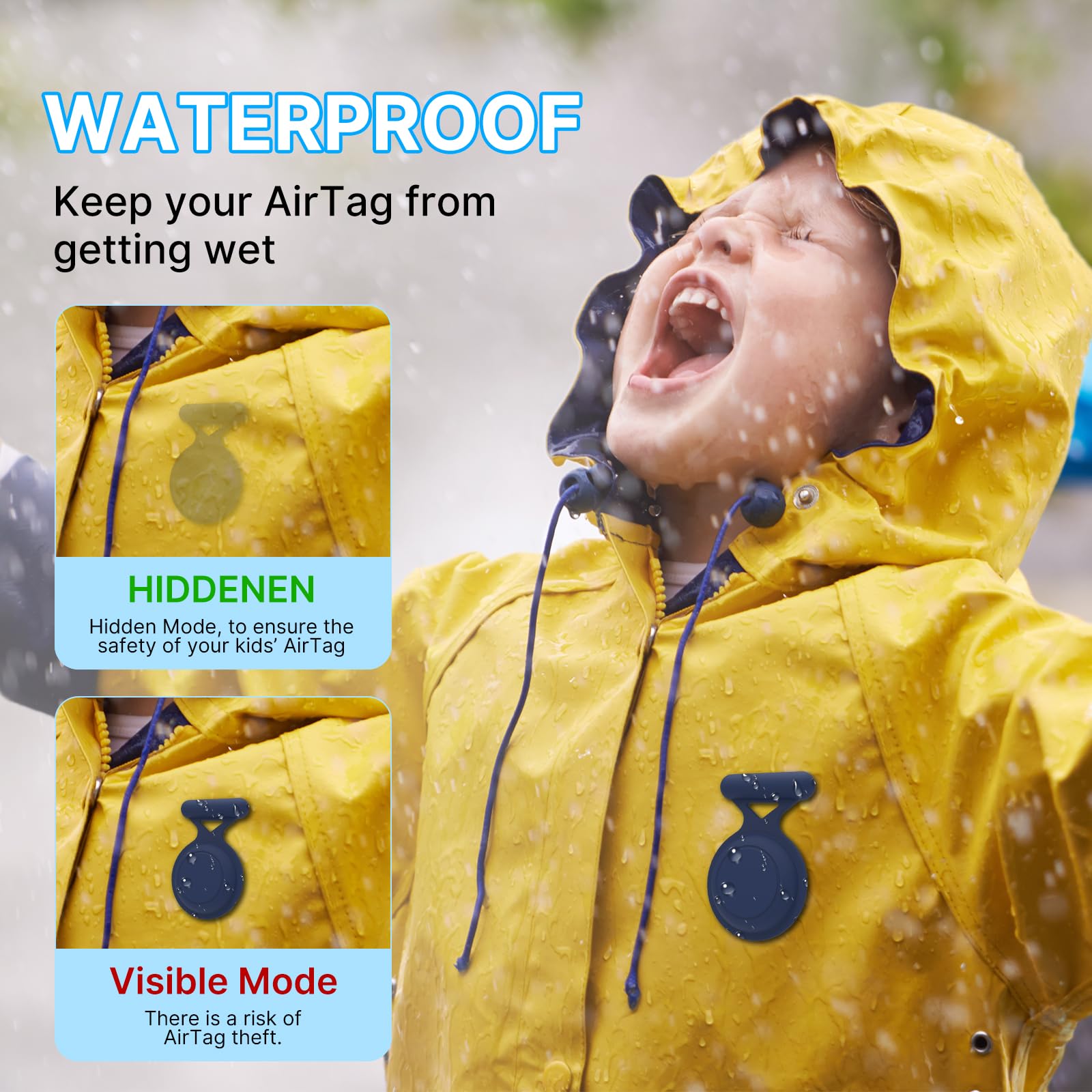 BOBOBEV Waterproof Airtag Holder for Kids 2 Pack Hidden Case with Pin Full Cover GPS Tracker Clip Compatible with Apple Airtag for Toddlers and Children - View 3 of 7