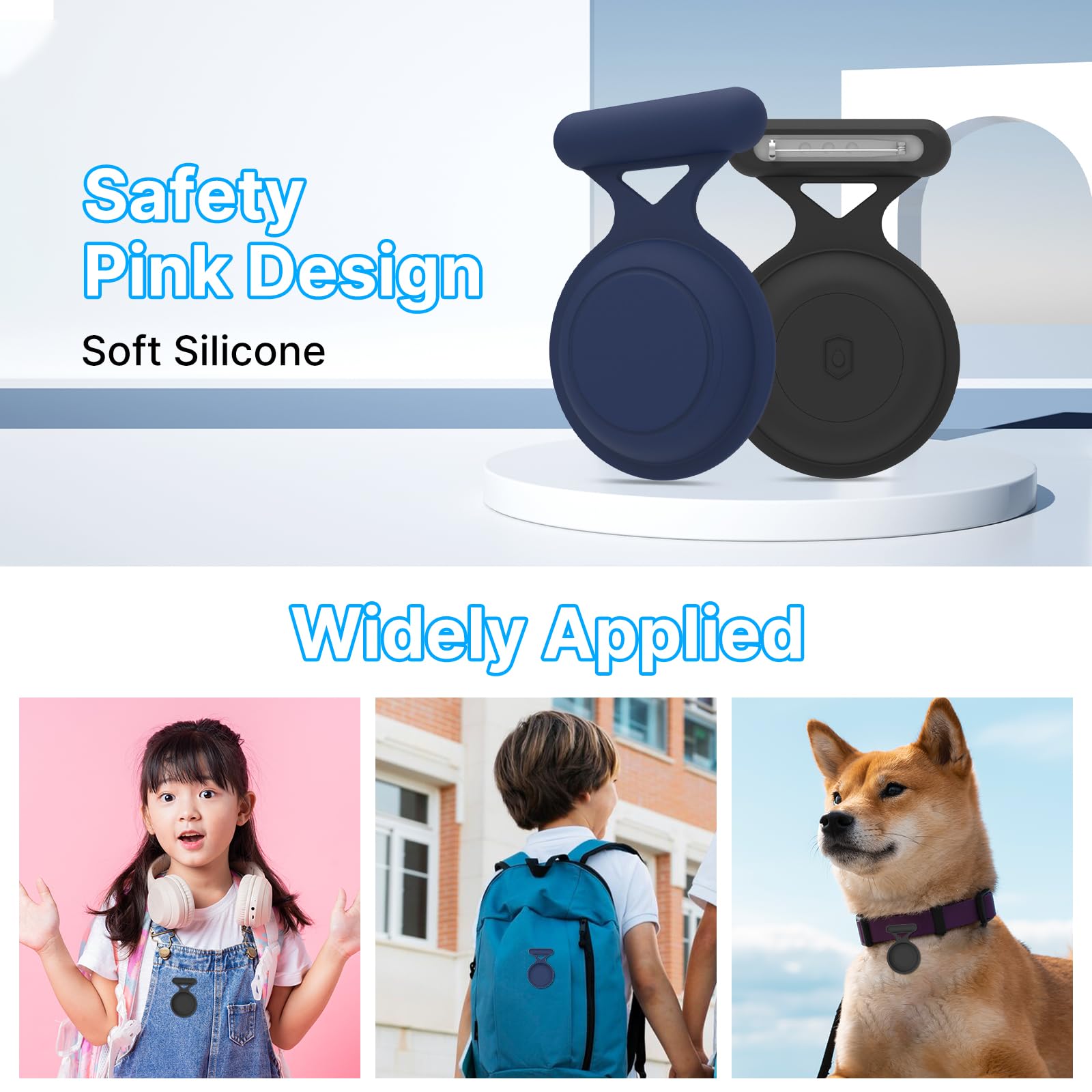 BOBOBEV Waterproof Airtag Holder for Kids 2 Pack Hidden Case with Pin Full Cover GPS Tracker Clip Compatible with Apple Airtag for Toddlers and Children - View 5 of 7