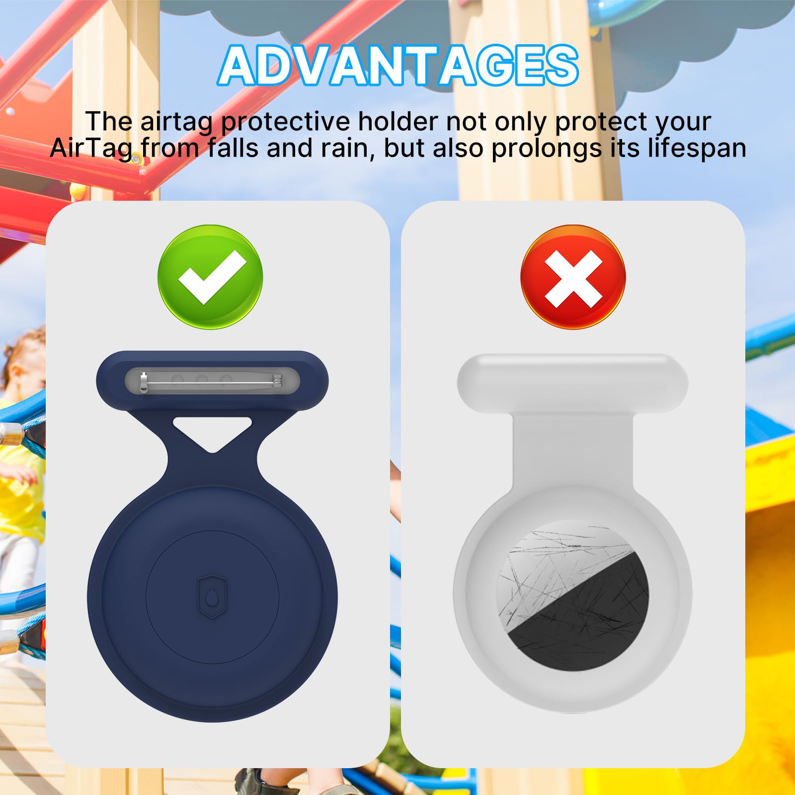 BOBOBEV Waterproof Airtag Holder for Kids 2 Pack Hidden Case with Pin Full Cover GPS Tracker Clip Compatible with Apple Airtag for Toddlers and Children - View 7 of 7