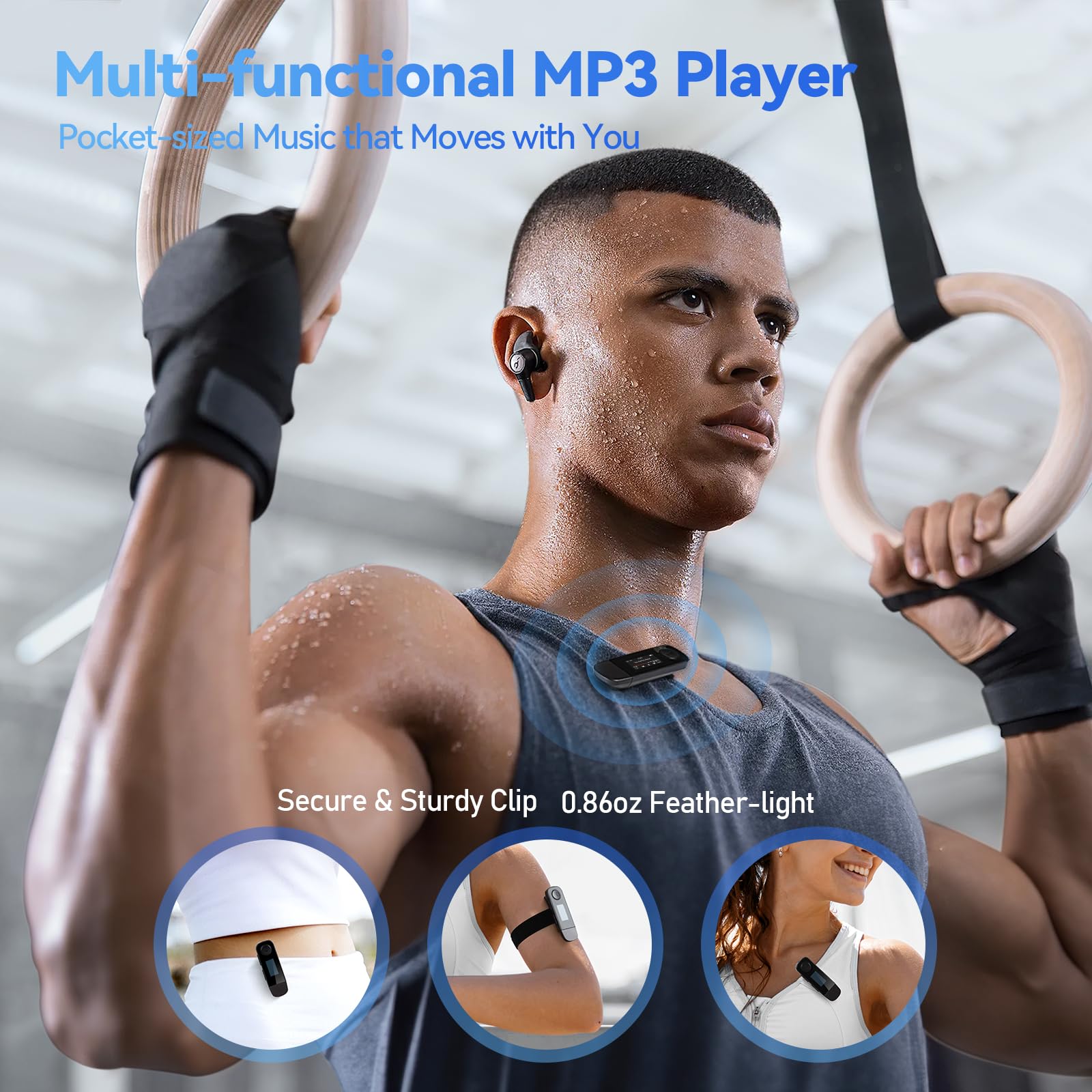 AGPTEK 64GB Bluetooth MP3 Player AGPTEK U5PL Type-C USB Music Player with Clip FM Radio Recording Mobile Phone Connection - View 7 of 8