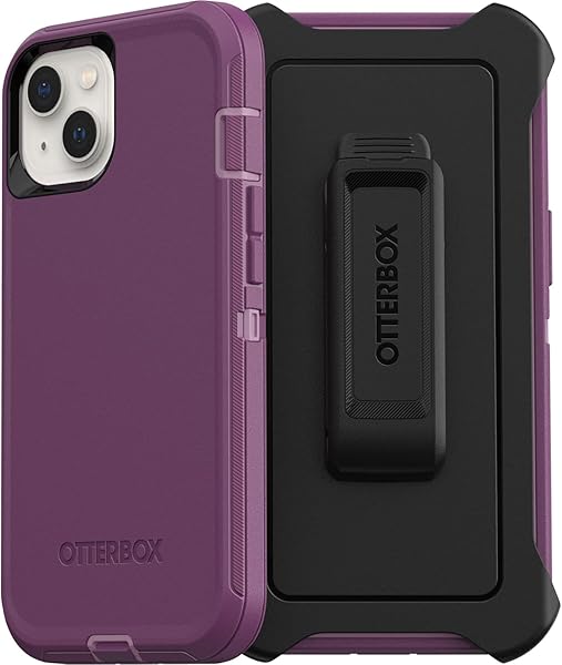 OtterBox OtterBox Defender Series Screenless Edition Case for iPhone 13 with Holster Clip in Happy Purple Non-Retail Packaging - View 3 of 10