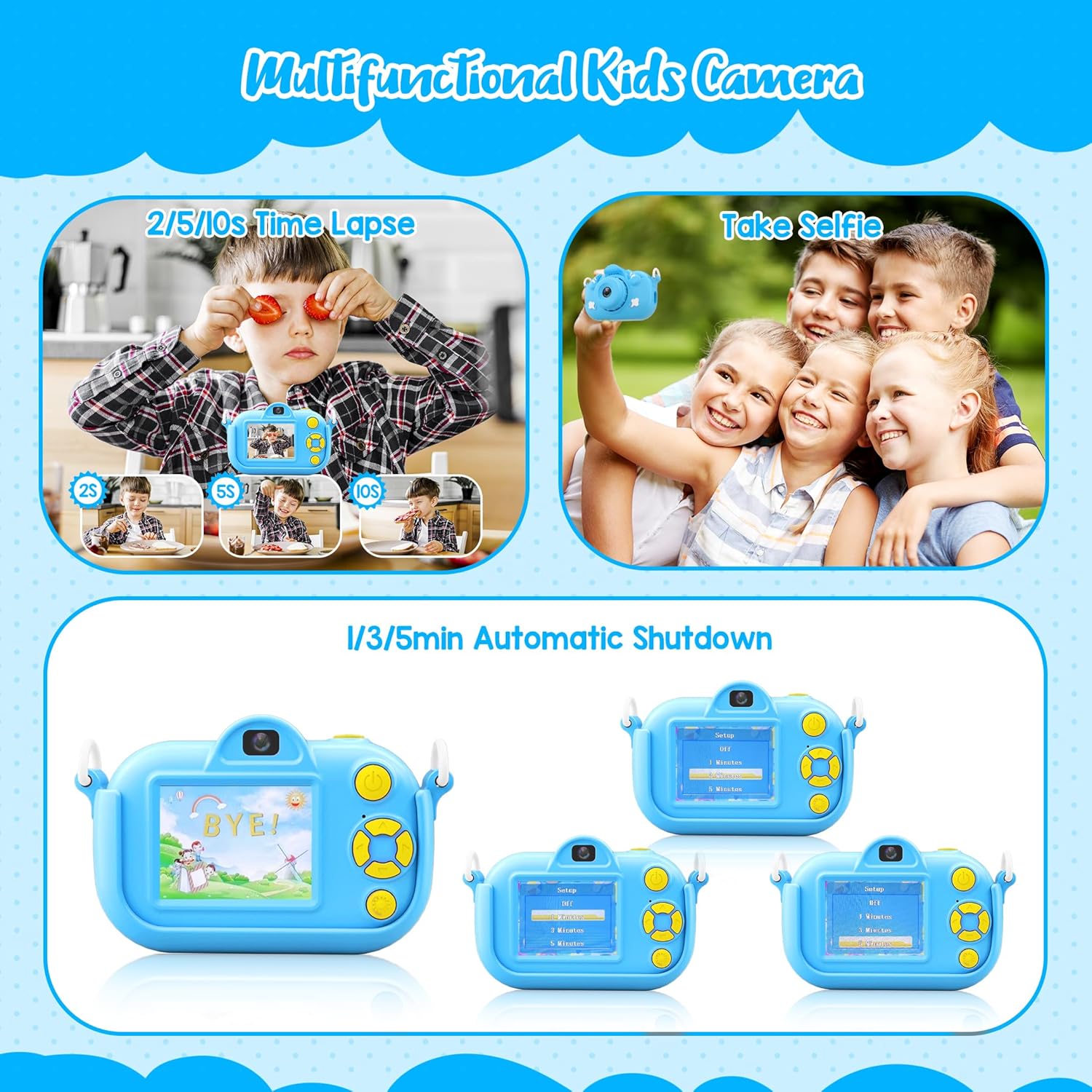 BEVLXNIV Kids Digital Camera Dual Lens 32GB SD Card Perfect Gift for Boys and Girls Aged 3 to 8 Ideal for Christmas or Birthday - View 3 of 7