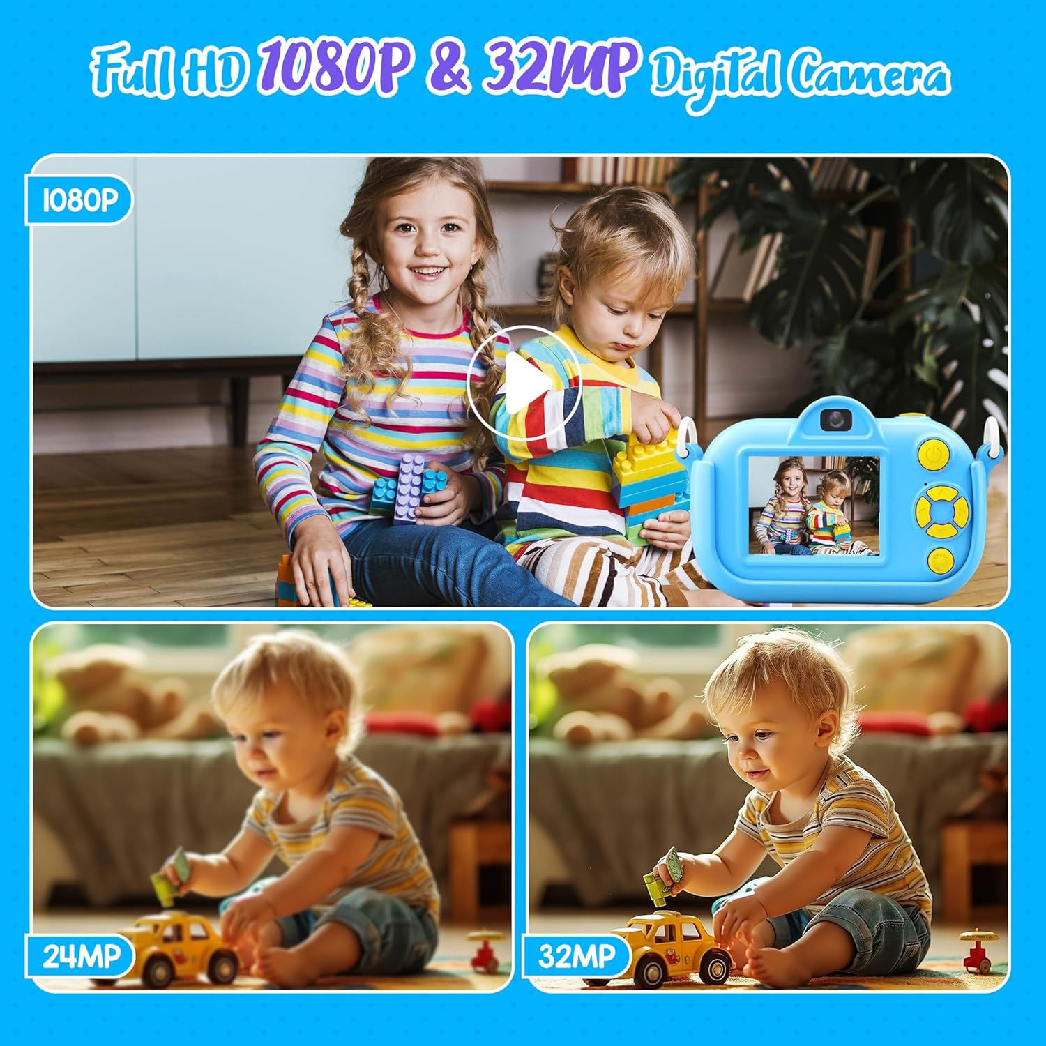 BEVLXNIV Kids Digital Camera Dual Lens 32GB SD Card Perfect Gift for Boys and Girls Aged 3 to 8 Ideal for Christmas or Birthday - View 4 of 7