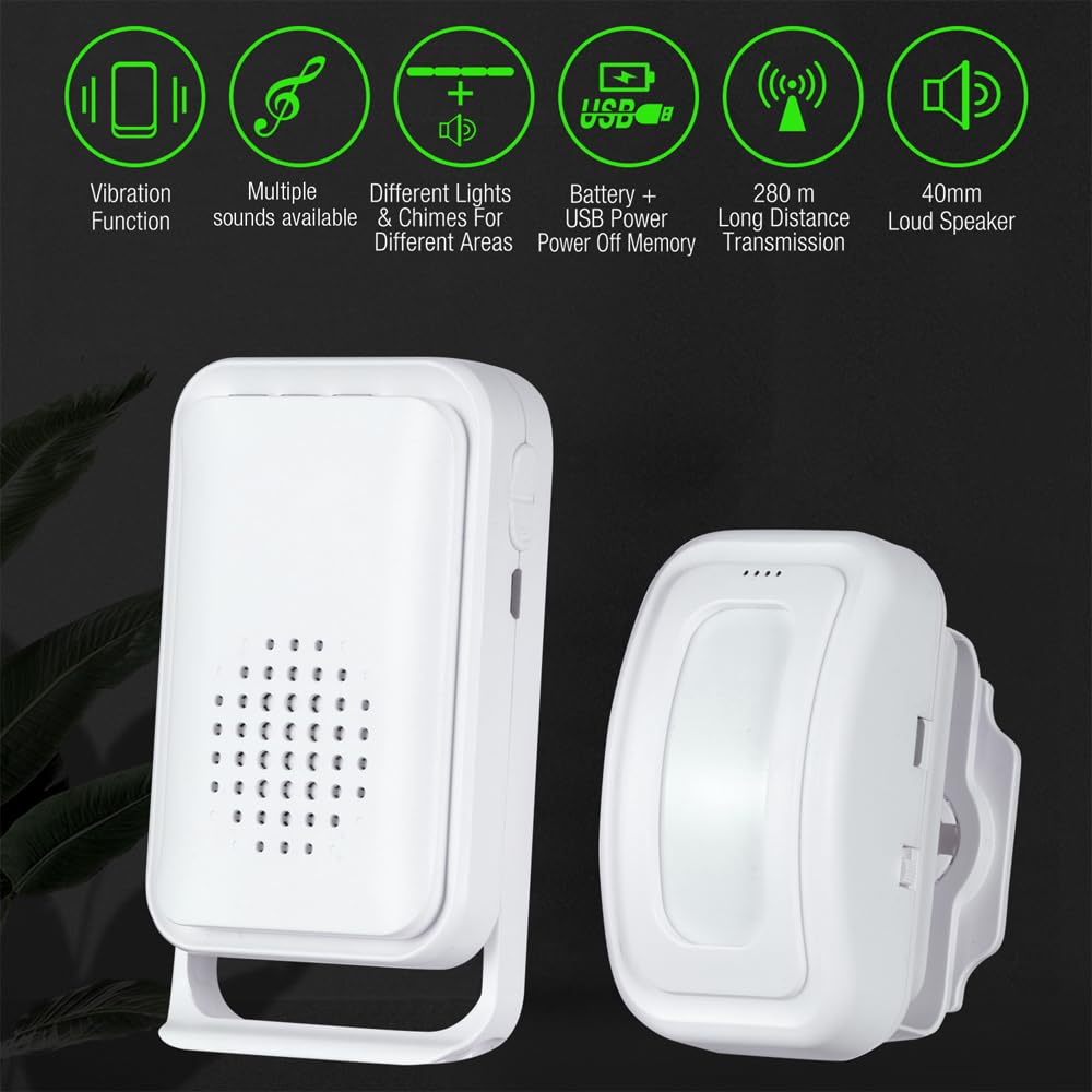 Enegg Motion Sensor Doorbell Entry Alert Wireless Chime with 2 Sensors and 1 Receiver for Home Office Store Security - View 2 of 8