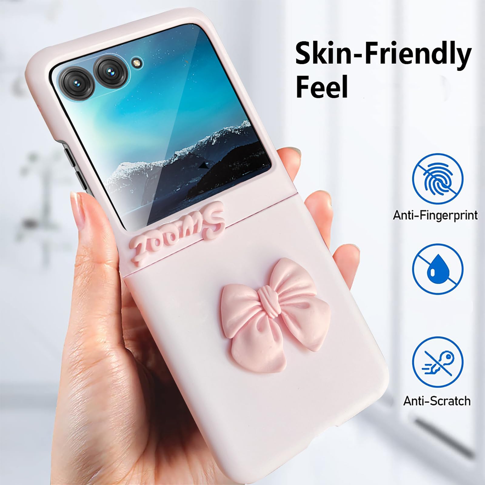 Yohulod Yohulod Pink Cute Case for Motorola Razr Plus 2023 Ultra Thin Shockproof Protective Cover with Pearl Chain Non-Slip Design - View 5 of 6