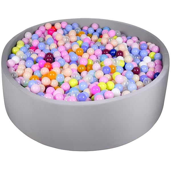 FUBOTRAD FUBOTRAD Round Foam Ball Pit for Kids 47.2 x 13.7 Inches Soft Play Equipment Light Gray