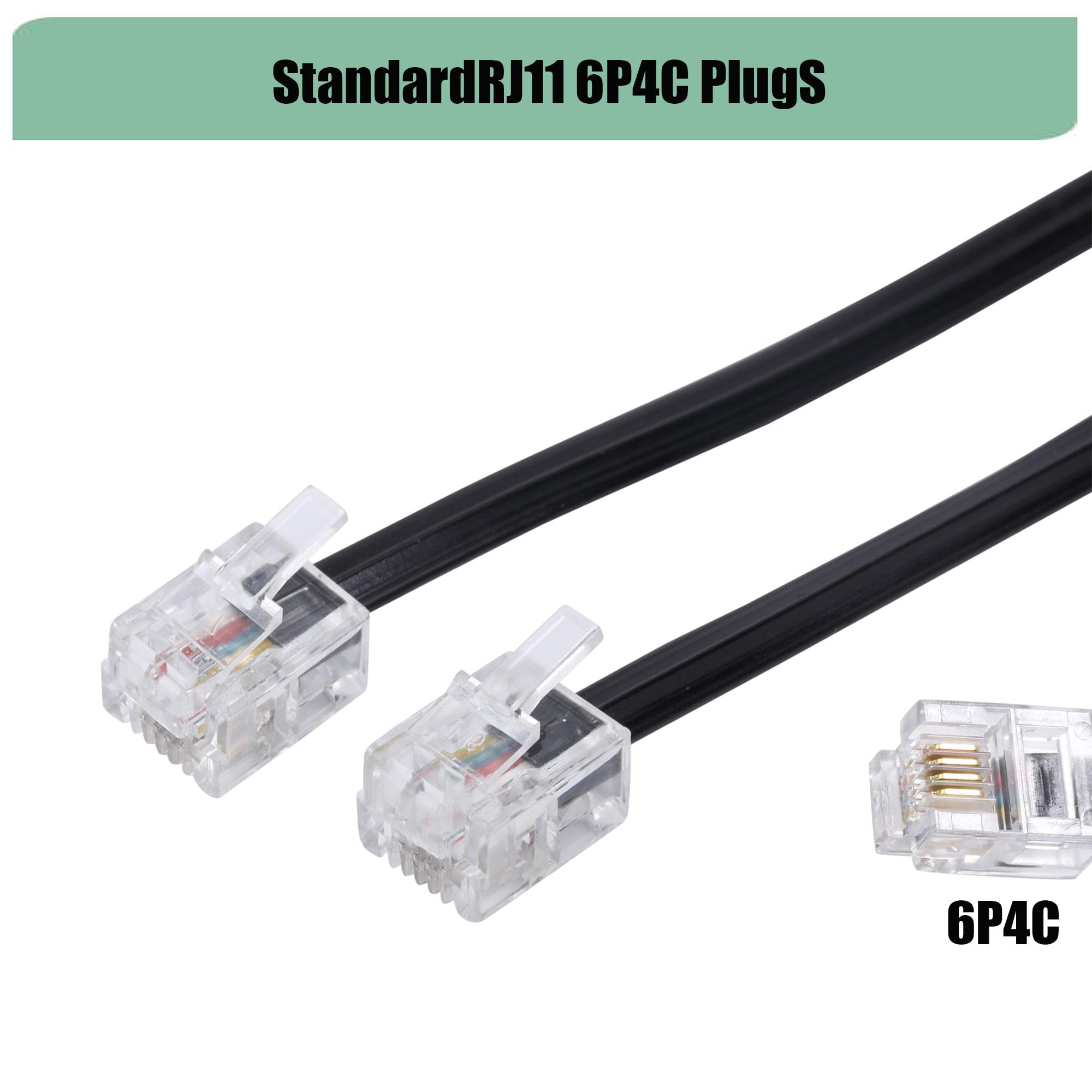 TOYAYAYO TOYAYAYO 3Pack 6ft RJ11 Phone Cord Male to Male for Landline and Fax Black 6P4C Telephone Line Cable - View 3 of 7