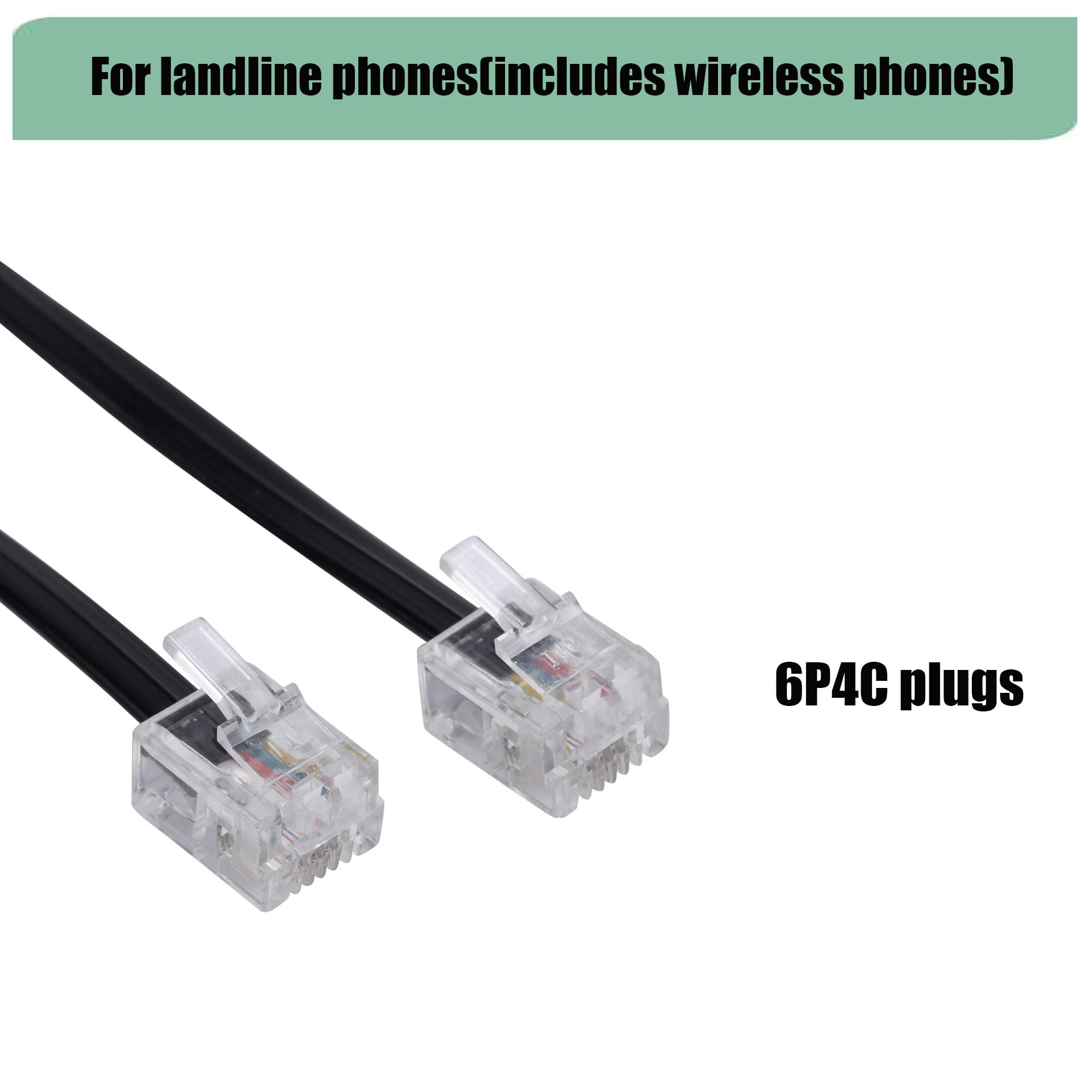 TOYAYAYO TOYAYAYO 3Pack 6ft RJ11 Phone Cord Male to Male for Landline and Fax Black 6P4C Telephone Line Cable - View 6 of 7