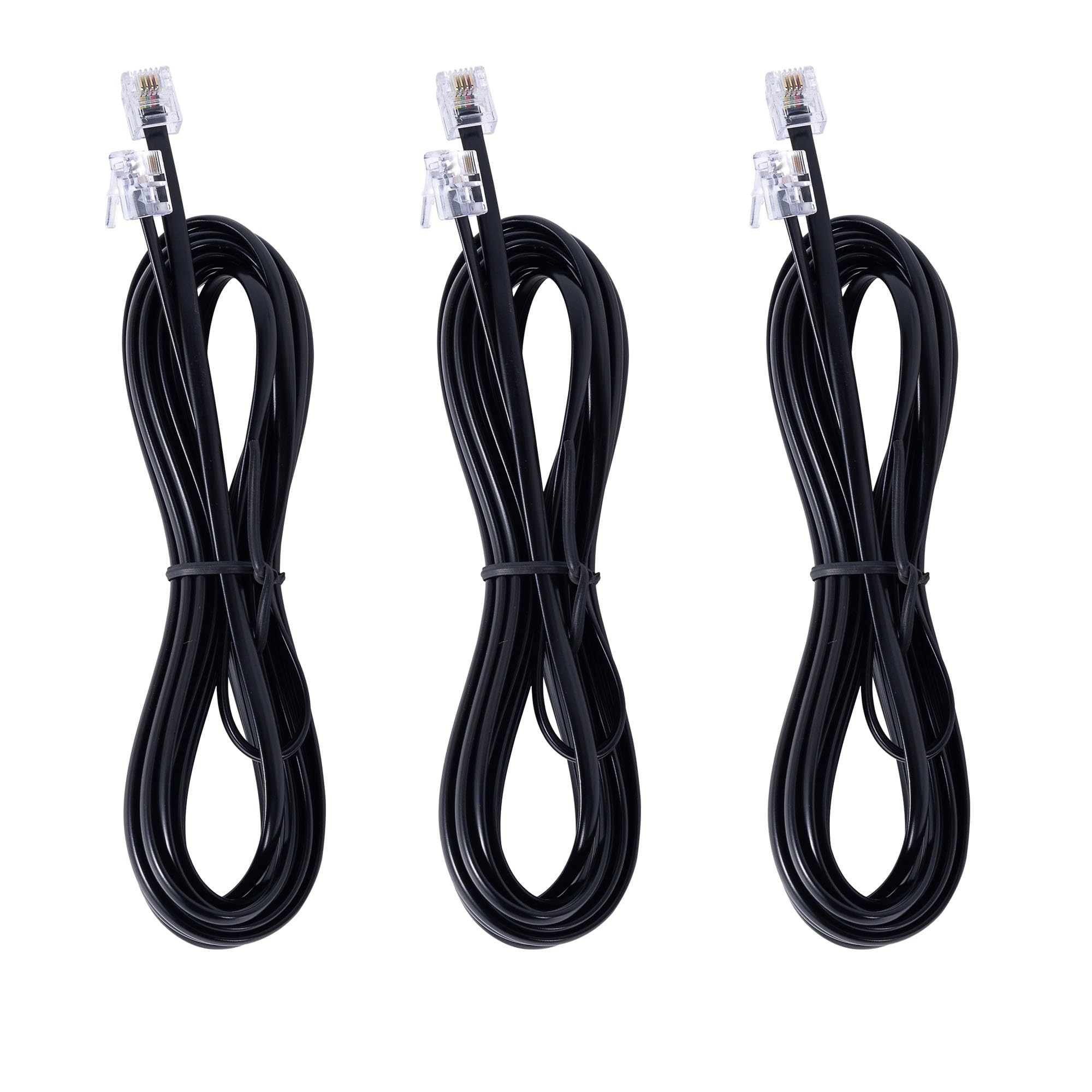 TOYAYAYO TOYAYAYO 3Pack 6ft RJ11 Phone Cord Male to Male for Landline and Fax Black 6P4C Telephone Line Cable