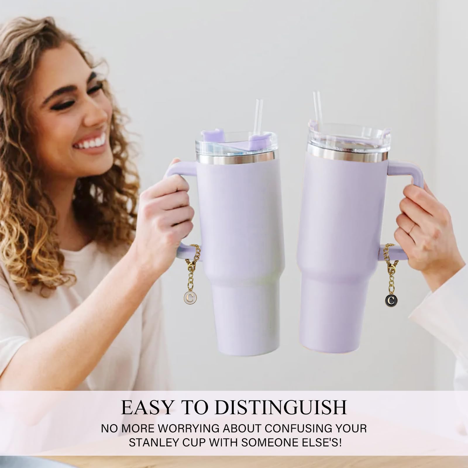 Ekarley Ekarley Letter Charm Accessories for Stanley Cup 3Pcs Initial Chain Water Bottle Handle Name ID Charm for Tumbler Cups - View 5 of 6