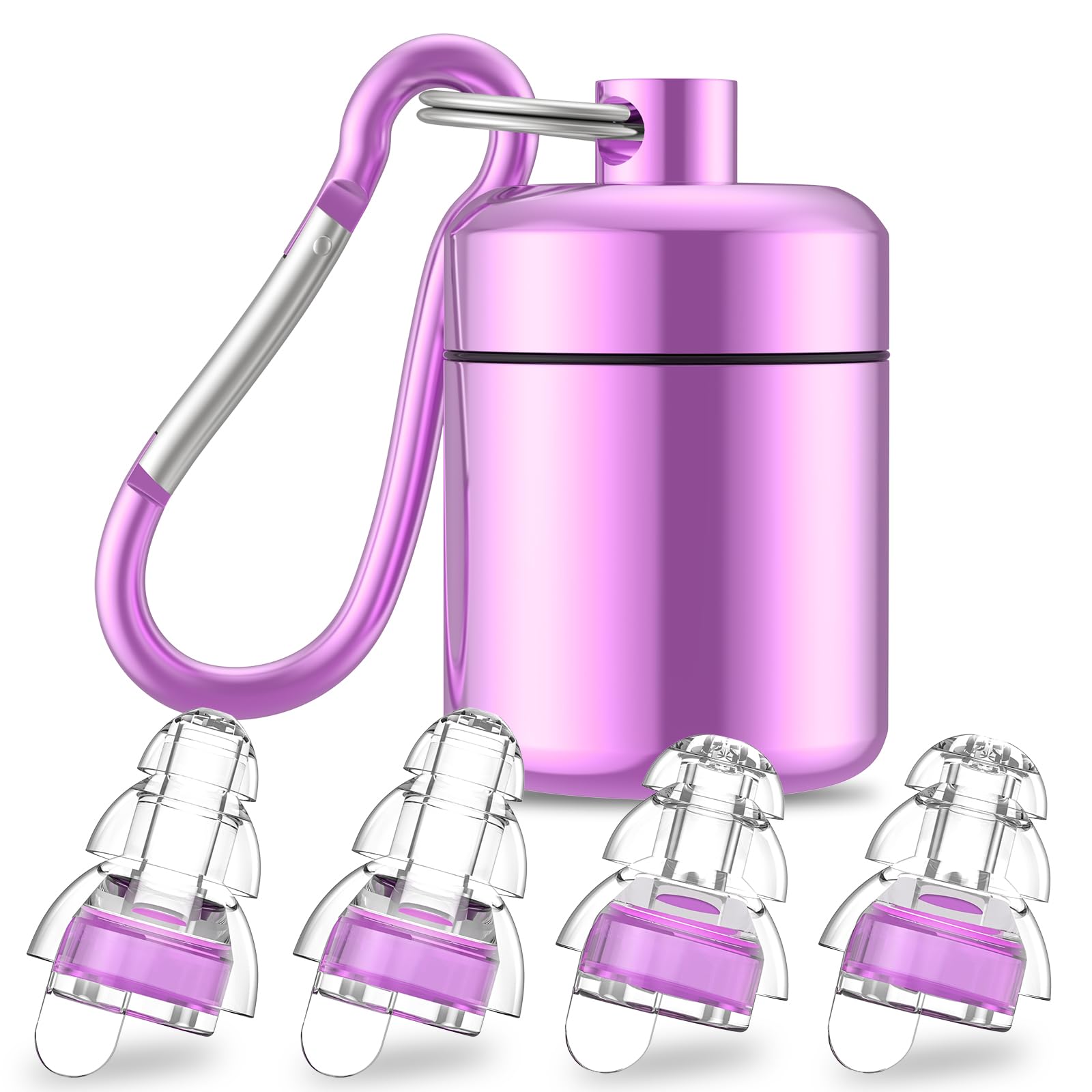 YomauiYee High Fidelity Concert Earplugs for Musicians Noise Reduction 24db Filter Technology Ear Protection for Music Festivals DJs Nightclubs Drummers 2 Pairs Purple