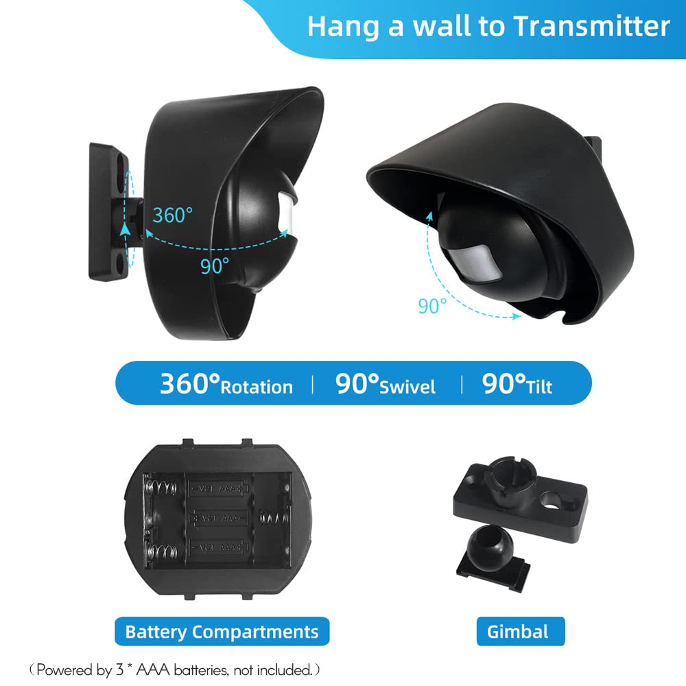 Sunydog Multifunctional Wireless Driveway Alarm Waterproof Motion Sensor 200m Range 38 Chimes 1 Receiver 2 Transmitters for Property Protection - View 7 of 9