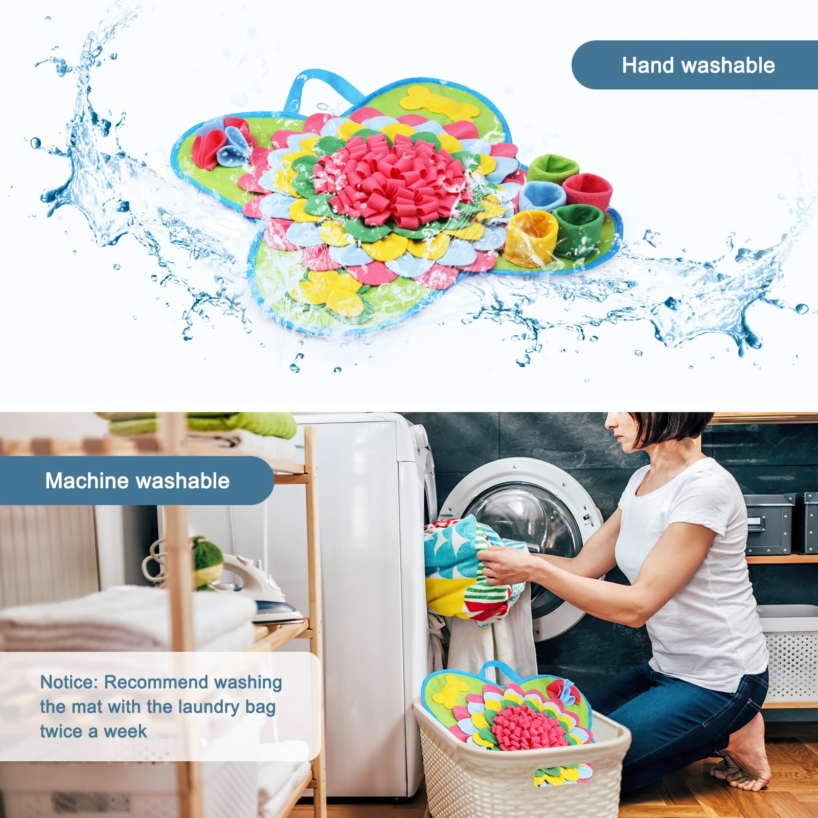 Ankilo Ankilo Snuffle Mat for Dogs 20x20 Dog Feeding Mat for Smell Training Slow Eating Puzzle Mat for Stress Release for Small Medium Large Dogs - View 3 of 9