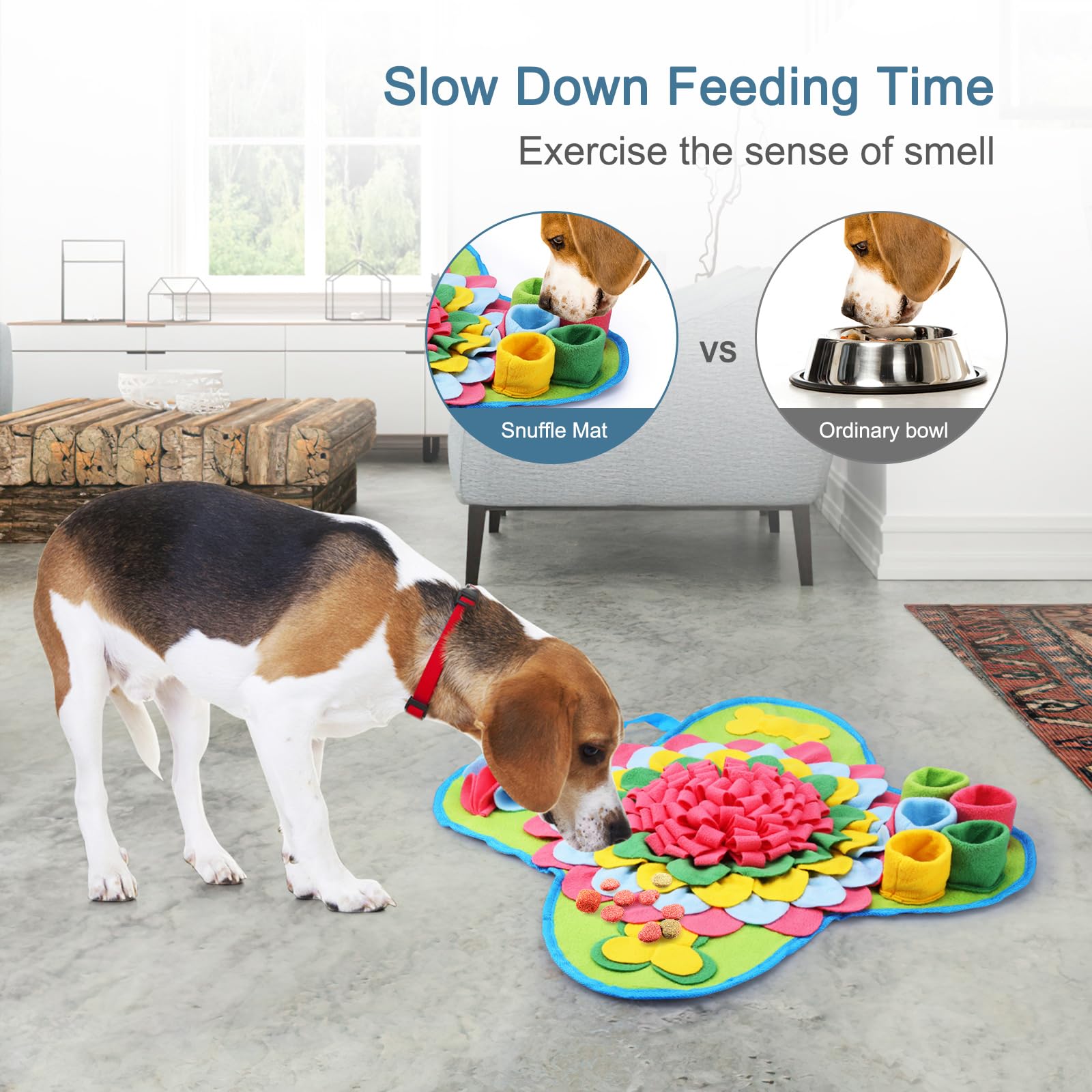 Ankilo Ankilo Snuffle Mat for Dogs 20x20 Dog Feeding Mat for Smell Training Slow Eating Puzzle Mat for Stress Release for Small Medium Large Dogs - View 4 of 9