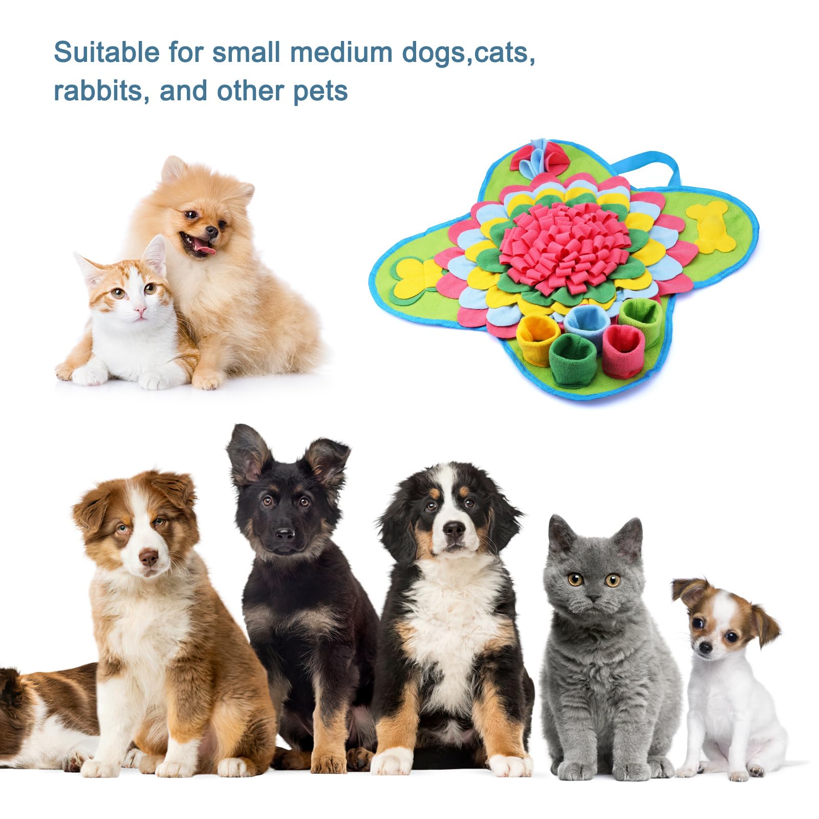 Ankilo Ankilo Snuffle Mat for Dogs 20x20 Dog Feeding Mat for Smell Training Slow Eating Puzzle Mat for Stress Release for Small Medium Large Dogs - View 7 of 9