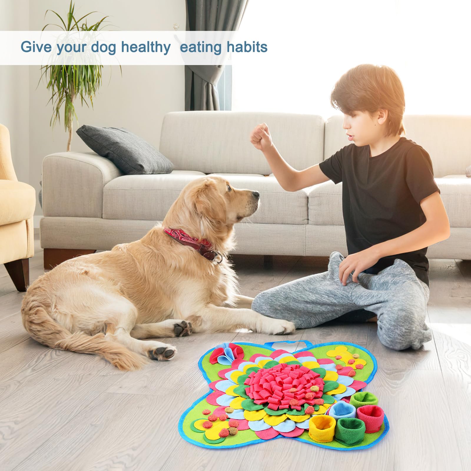 Ankilo Ankilo Snuffle Mat for Dogs 20x20 Dog Feeding Mat for Smell Training Slow Eating Puzzle Mat for Stress Release for Small Medium Large Dogs - View 9 of 9