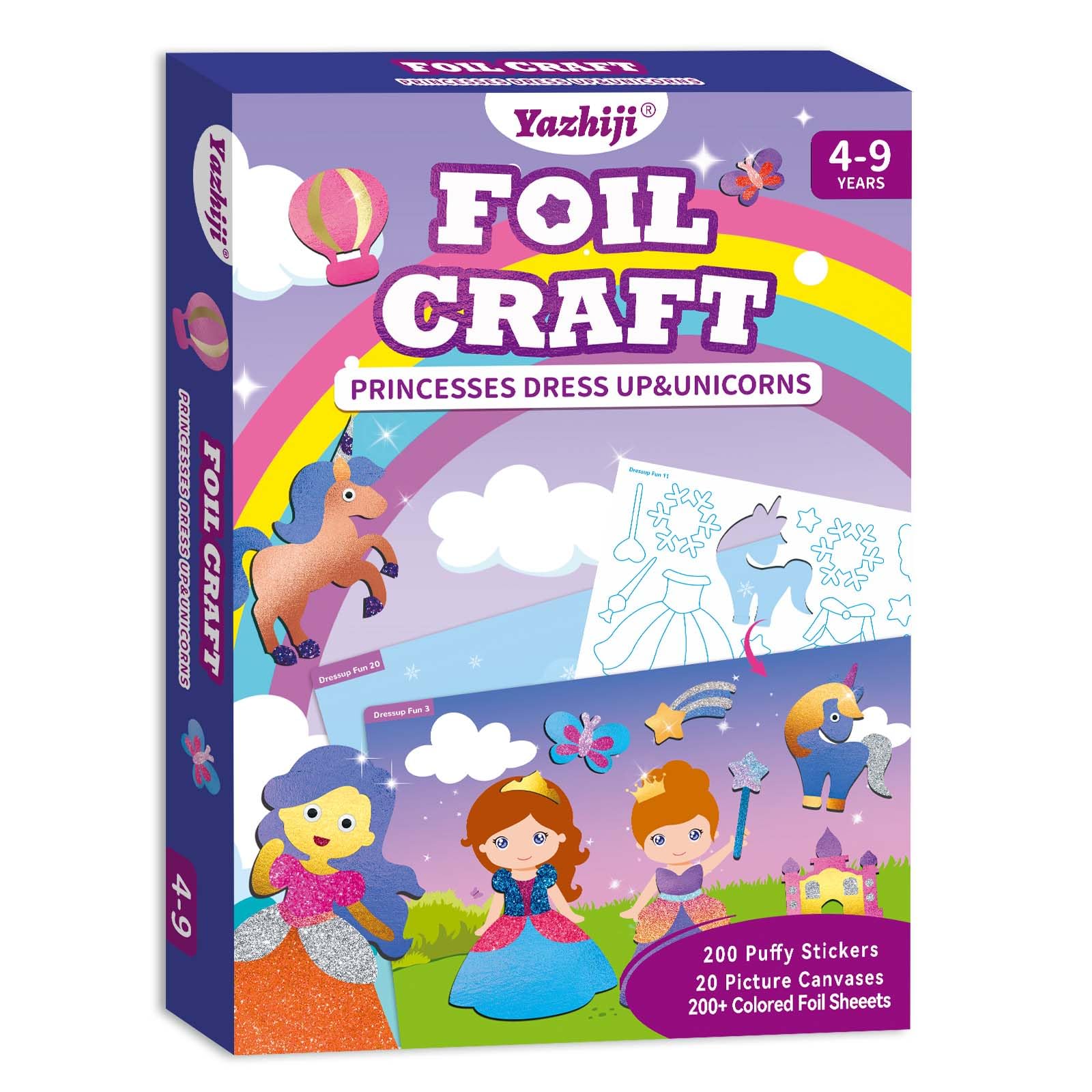 Yazhiji Yazhiji Foil Art Craft Kits for Kids Unicorns Princess Mess Free Fun DIY Activity Set Gifts for Ages 4 to 12 Party Supplies Toys