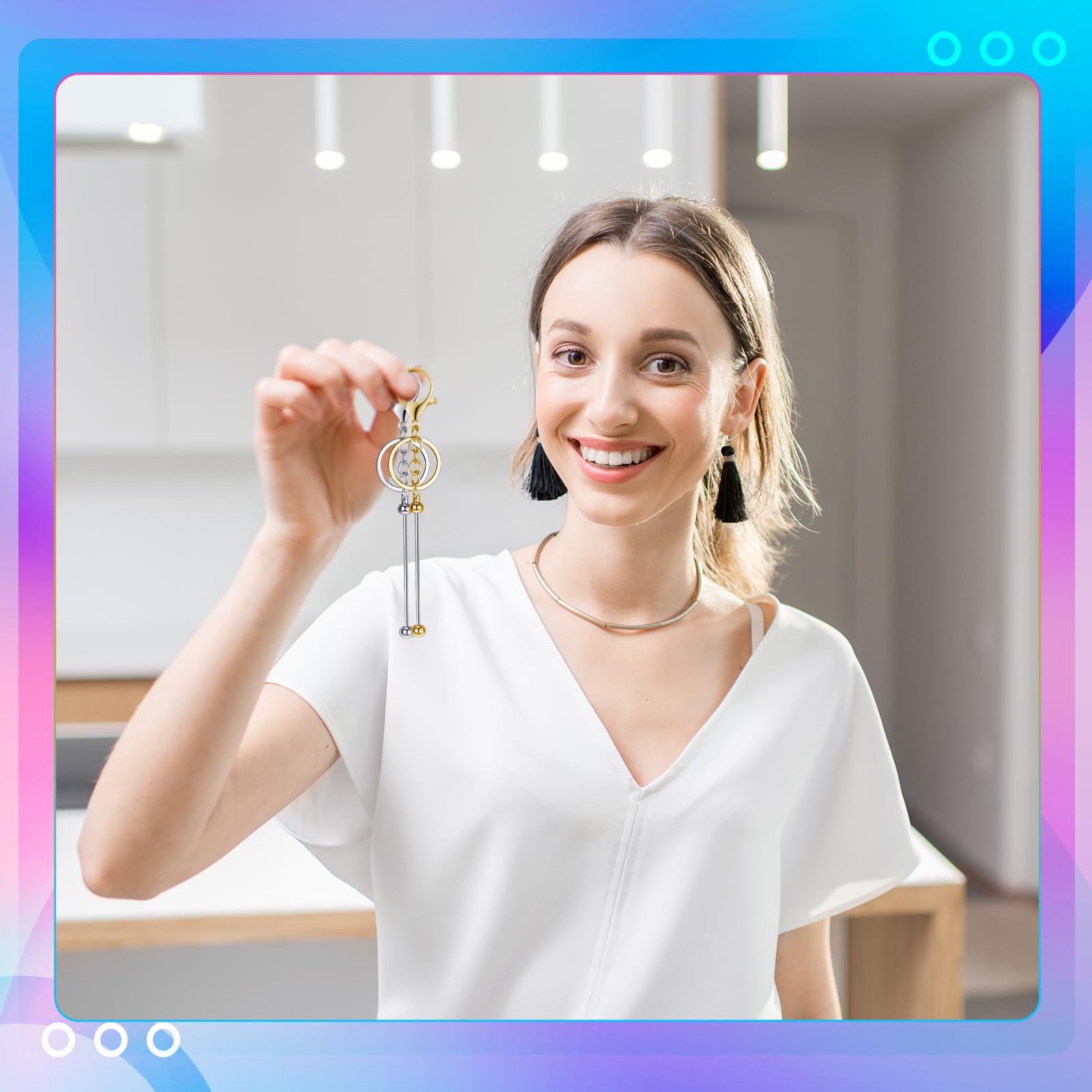 Ecation Ecation 20 Pcs Metal Beadable Keychain Bars for DIY Jewelry Making and Craft Projects in Silver and Gold - View 5 of 6