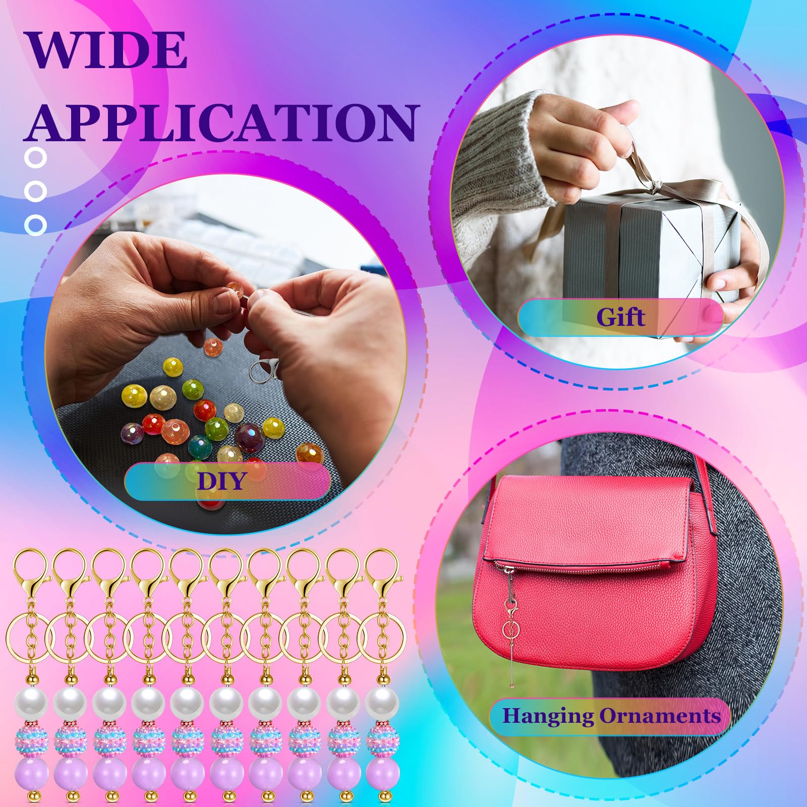 Ecation Ecation 20 Pcs Metal Beadable Keychain Bars for DIY Jewelry Making and Craft Projects in Silver and Gold - View 6 of 6