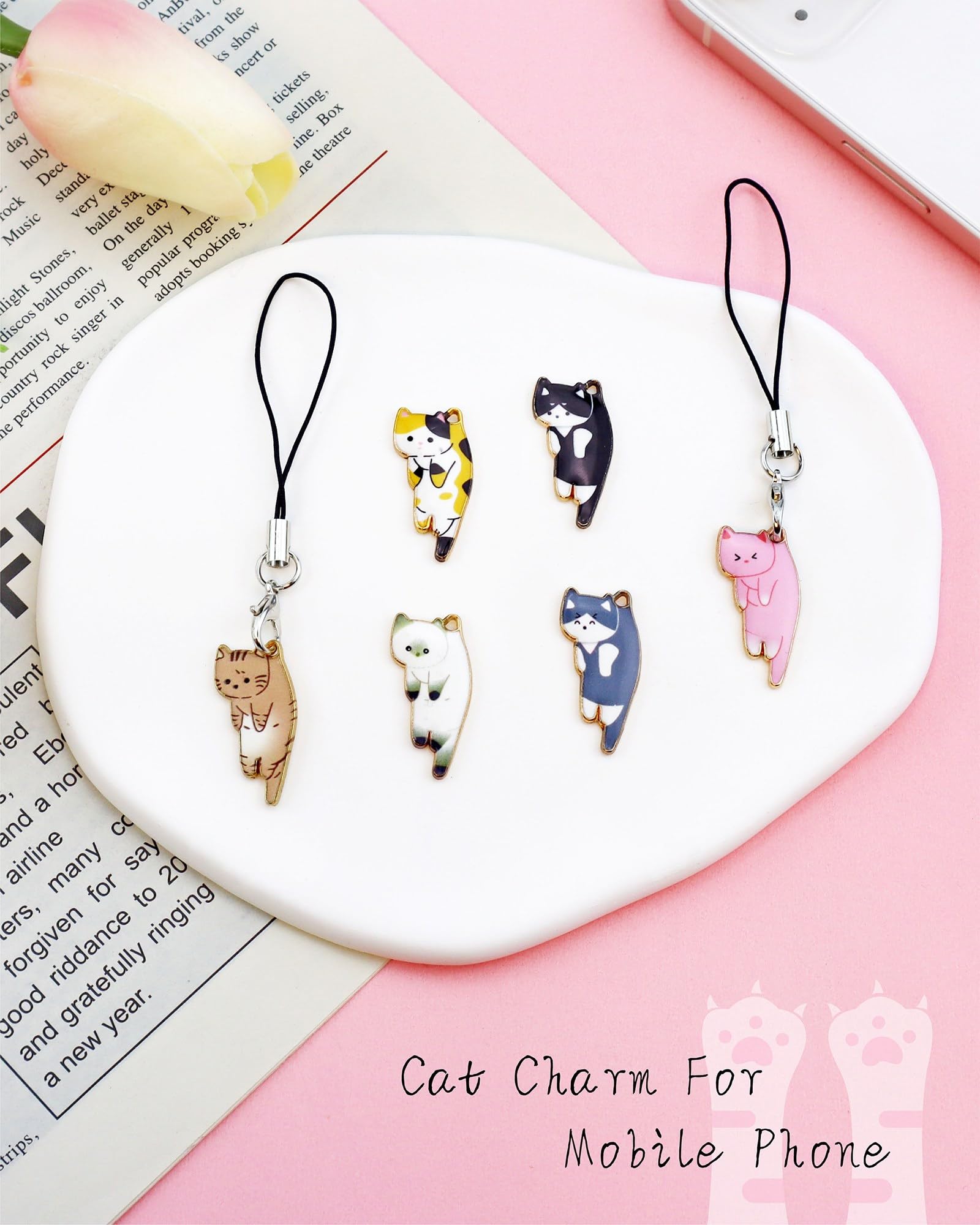 YETOOME YETOOME 12 Pcs Cute Cat Charms for Mobile Phones Aesthetic Hanging Pendants for Backpacks Wallets and Keychains - View 3 of 7