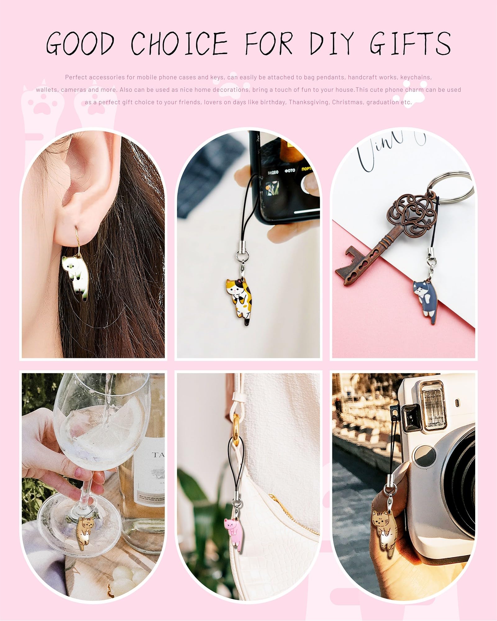 YETOOME YETOOME 12 Pcs Cute Cat Charms for Mobile Phones Aesthetic Hanging Pendants for Backpacks Wallets and Keychains - View 6 of 7