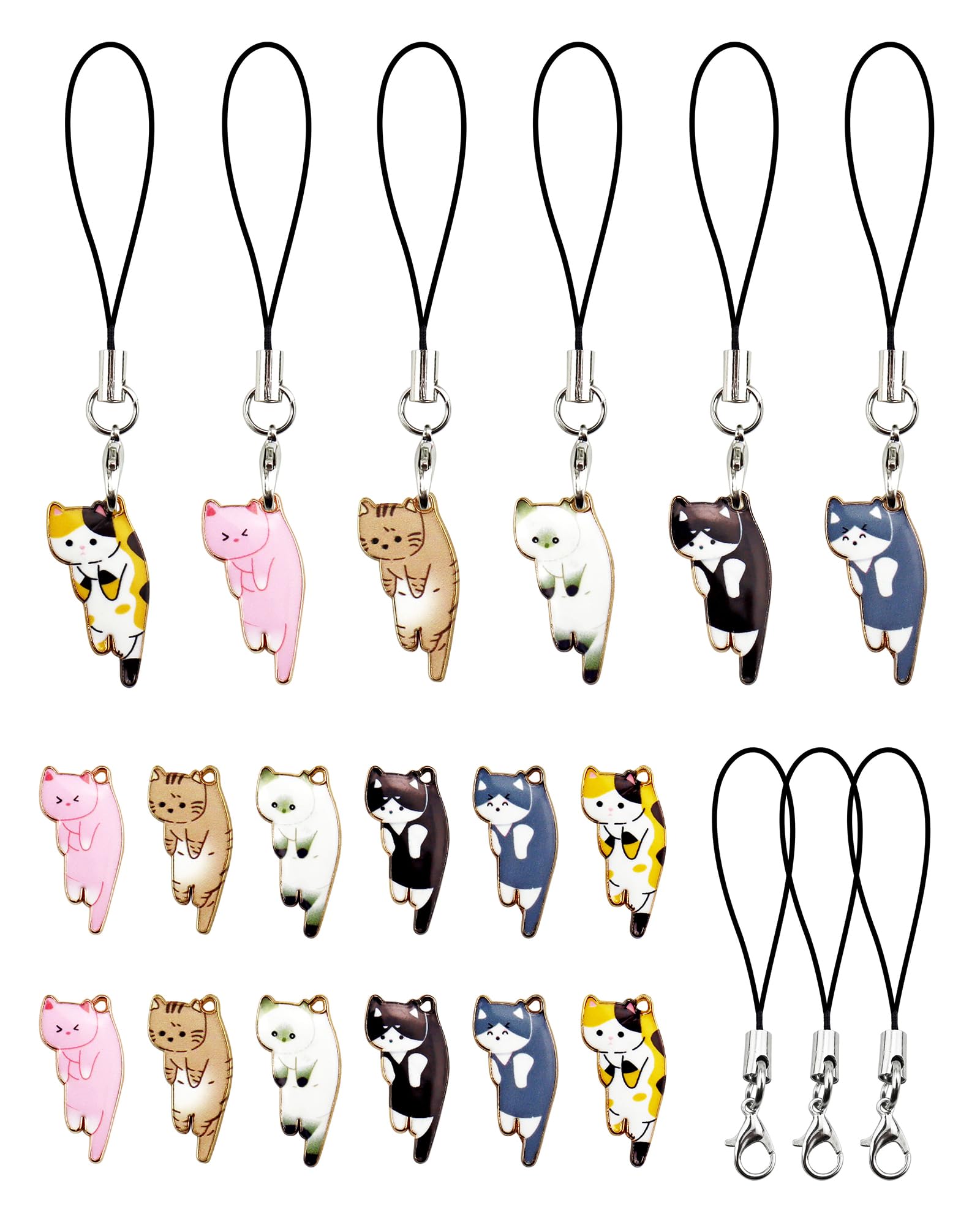 YETOOME YETOOME 12 Pcs Cute Cat Charms for Mobile Phones Aesthetic Hanging Pendants for Backpacks Wallets and Keychains