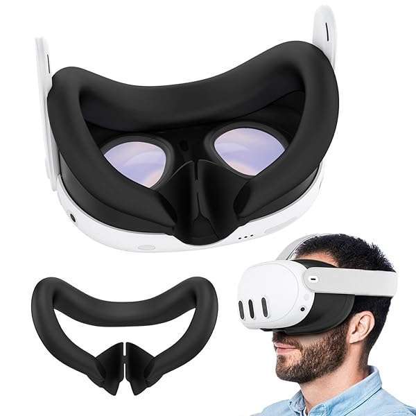 RGEEK RGEEK Silicone Face Cover for Quest 3 - Sweat-Proof, Washable, Non-Slip Nose Pad Accessory (Black)