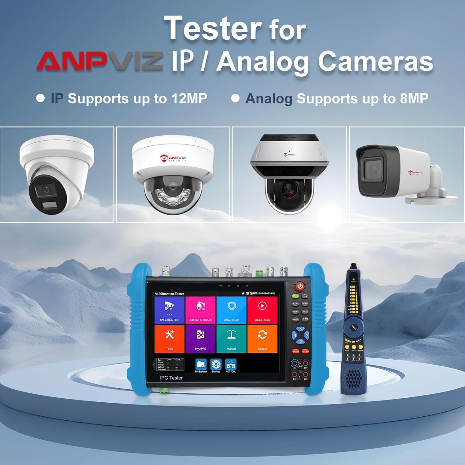 Anpviz Anpviz 8MP CCTV Camera Tester with IPS Touch Screen 5 in 1 AHD CVI TVI CVBS IP Support DMM OPM VFL TDR POE PTZ WiFi 4K HDMI IPC-9800MOVTADHS Plus - View 2 of 8