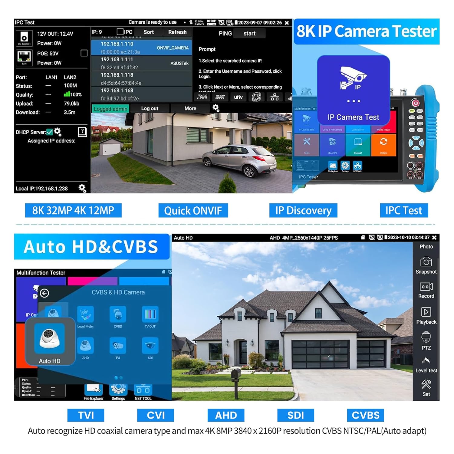 Anpviz Anpviz 8MP CCTV Camera Tester with IPS Touch Screen 5 in 1 AHD CVI TVI CVBS IP Support DMM OPM VFL TDR POE PTZ WiFi 4K HDMI IPC-9800MOVTADHS Plus - View 4 of 8