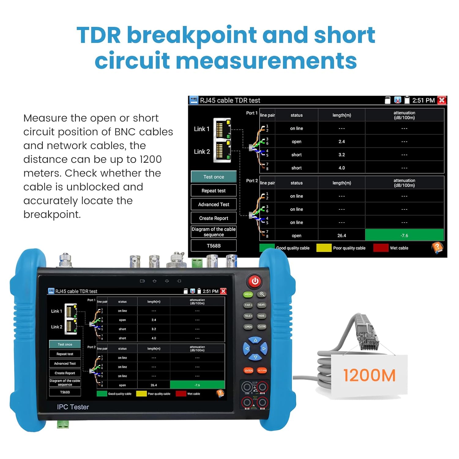 Anpviz Anpviz 8MP CCTV Camera Tester with IPS Touch Screen 5 in 1 AHD CVI TVI CVBS IP Support DMM OPM VFL TDR POE PTZ WiFi 4K HDMI IPC-9800MOVTADHS Plus - View 6 of 8