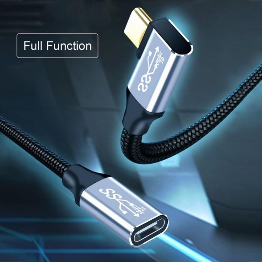 CY CY Cable Left Right Angled USB C 3.1 Male to Female Extension Data Cable 10Gbps 100W Compatible with iPhone 15 Laptop 300cm - View 2 of 9