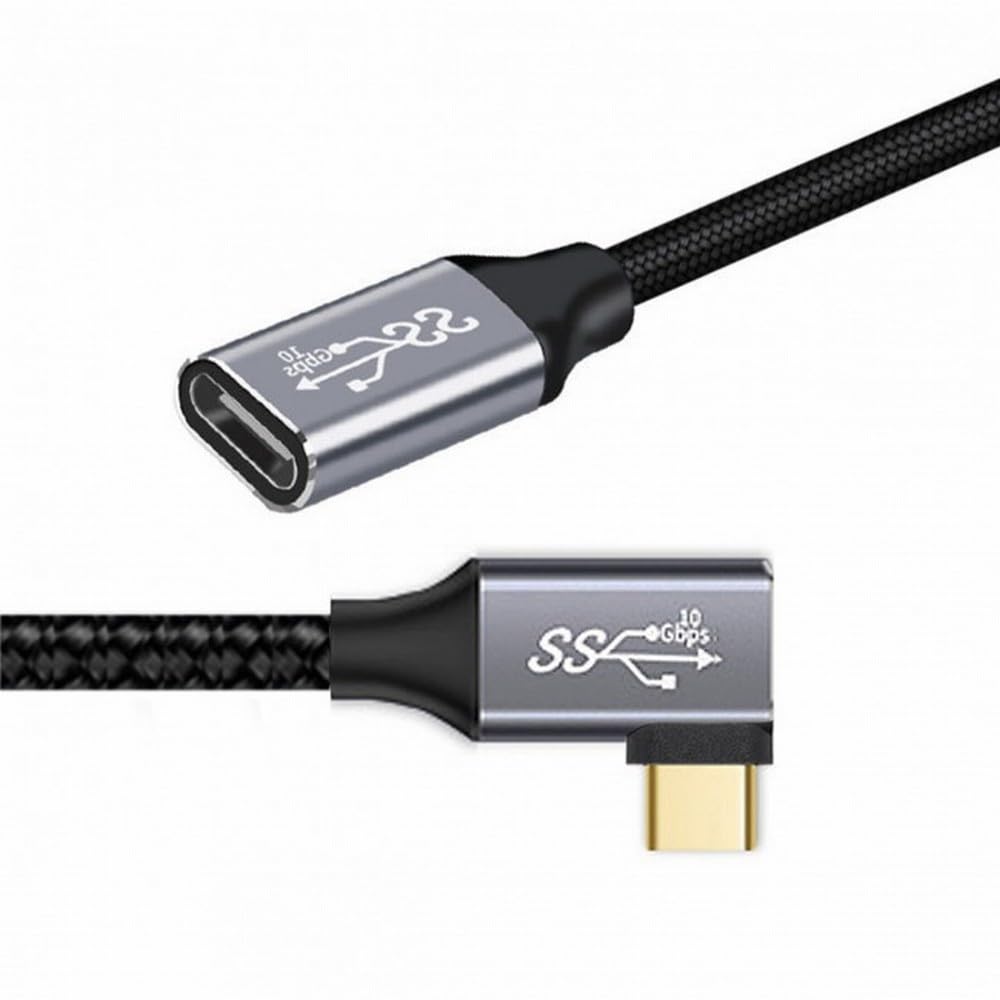 CY CY Cable Left Right Angled USB C 3.1 Male to Female Extension Data Cable 10Gbps 100W Compatible with iPhone 15 Laptop 300cm - View 7 of 9