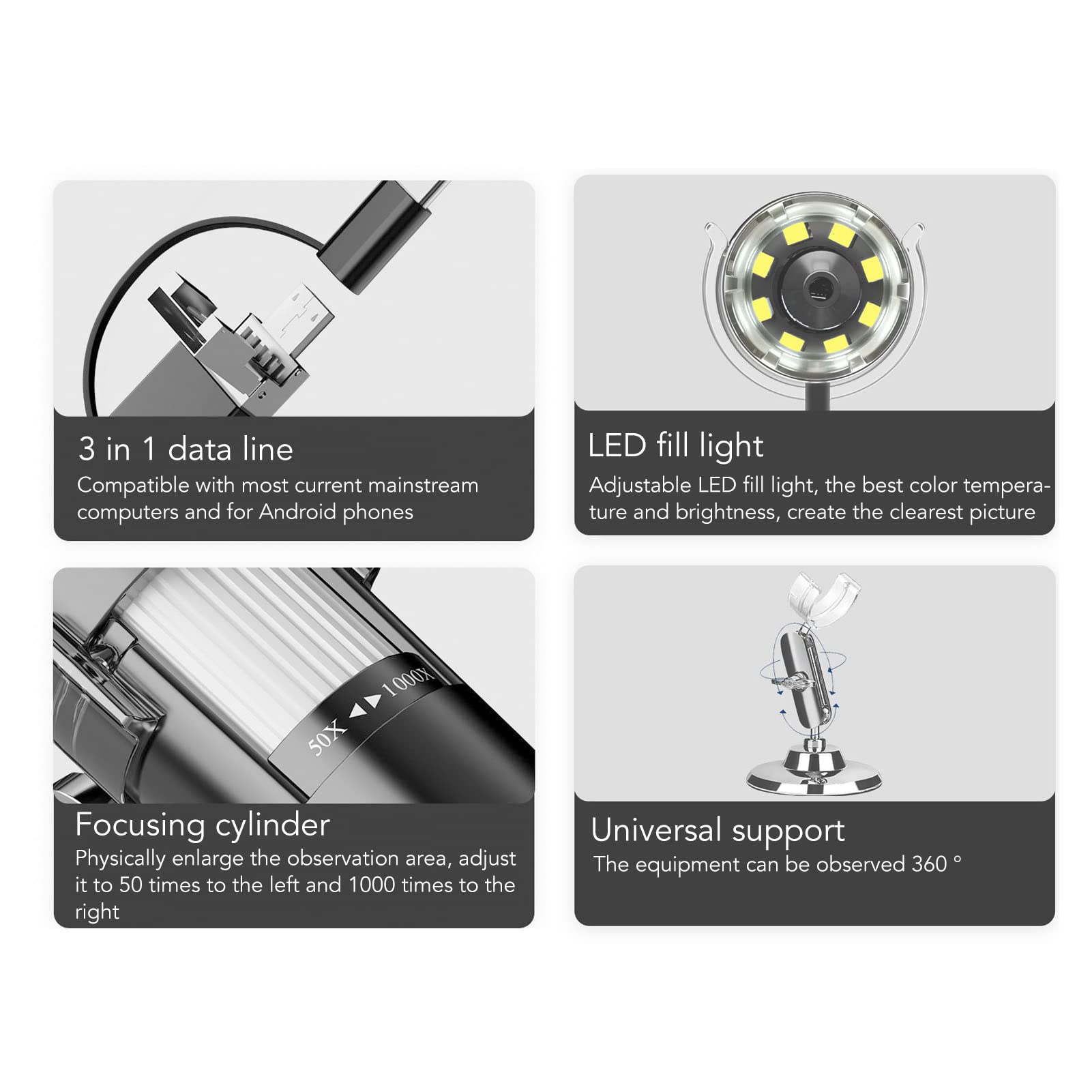 Marhynchus Handheld Digital Microscope 3 in 1 with HD 1600X Image WiFi Connection and USB Port for Easy Viewing and Sharing - View 3 of 9