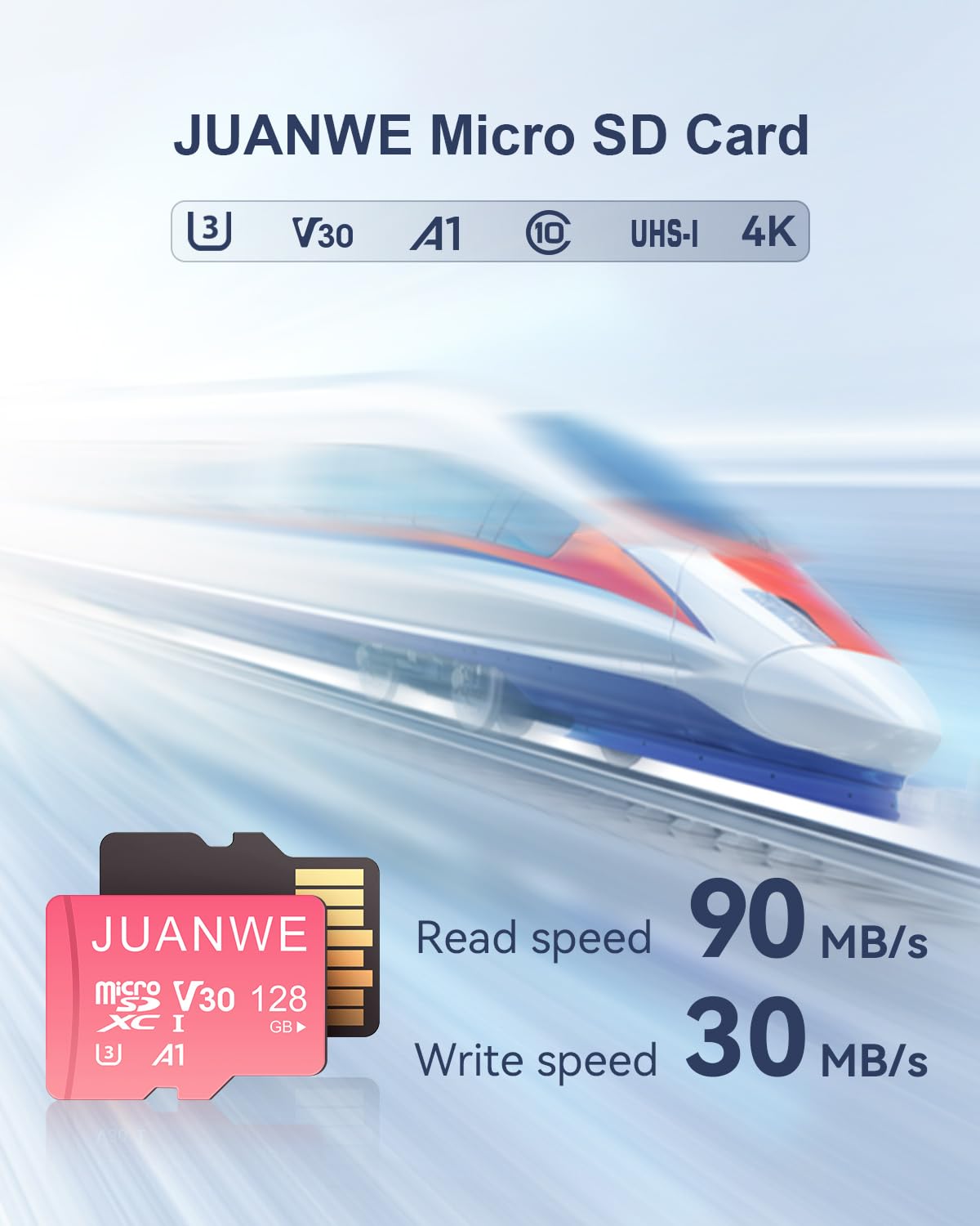 JUANWE JUANWE 128GB Micro SD Card 5 Pack A1 U3 V30 4K Video Recording TF Cards with Adapter for Phone Dash Cam Security Camera - View 2 of 7