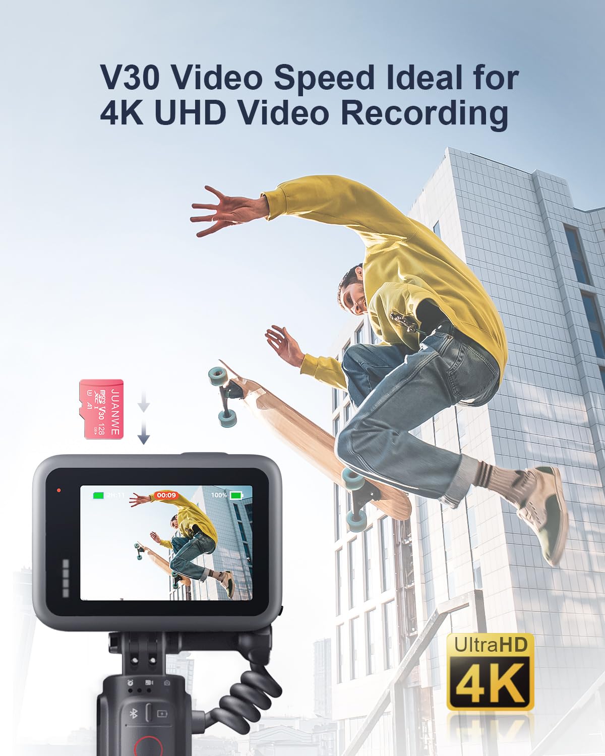 JUANWE JUANWE 128GB Micro SD Card 5 Pack A1 U3 V30 4K Video Recording TF Cards with Adapter for Phone Dash Cam Security Camera - View 4 of 7